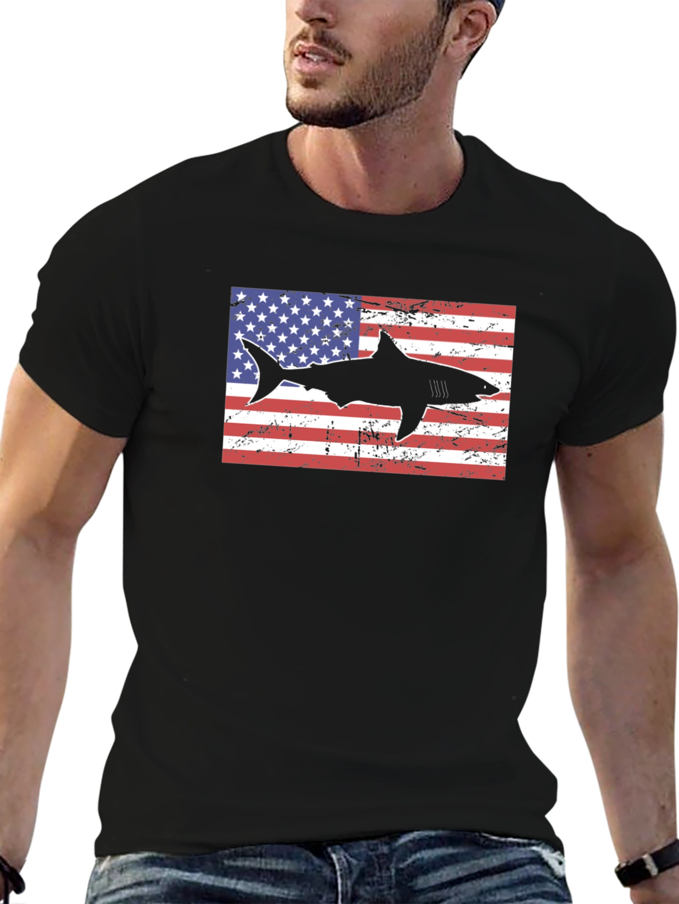 American Shark Graphic Tee - Patriotic Style