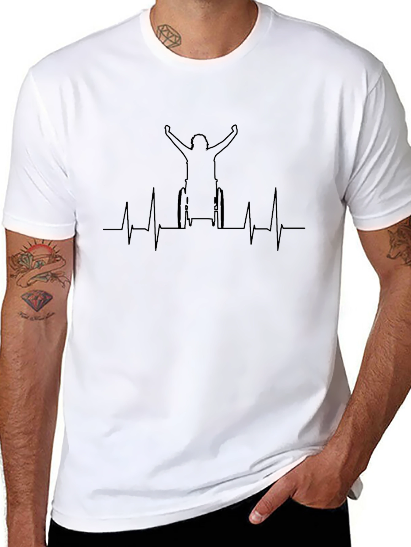 Wheelchair Heartbeat Graphic Tee - Black