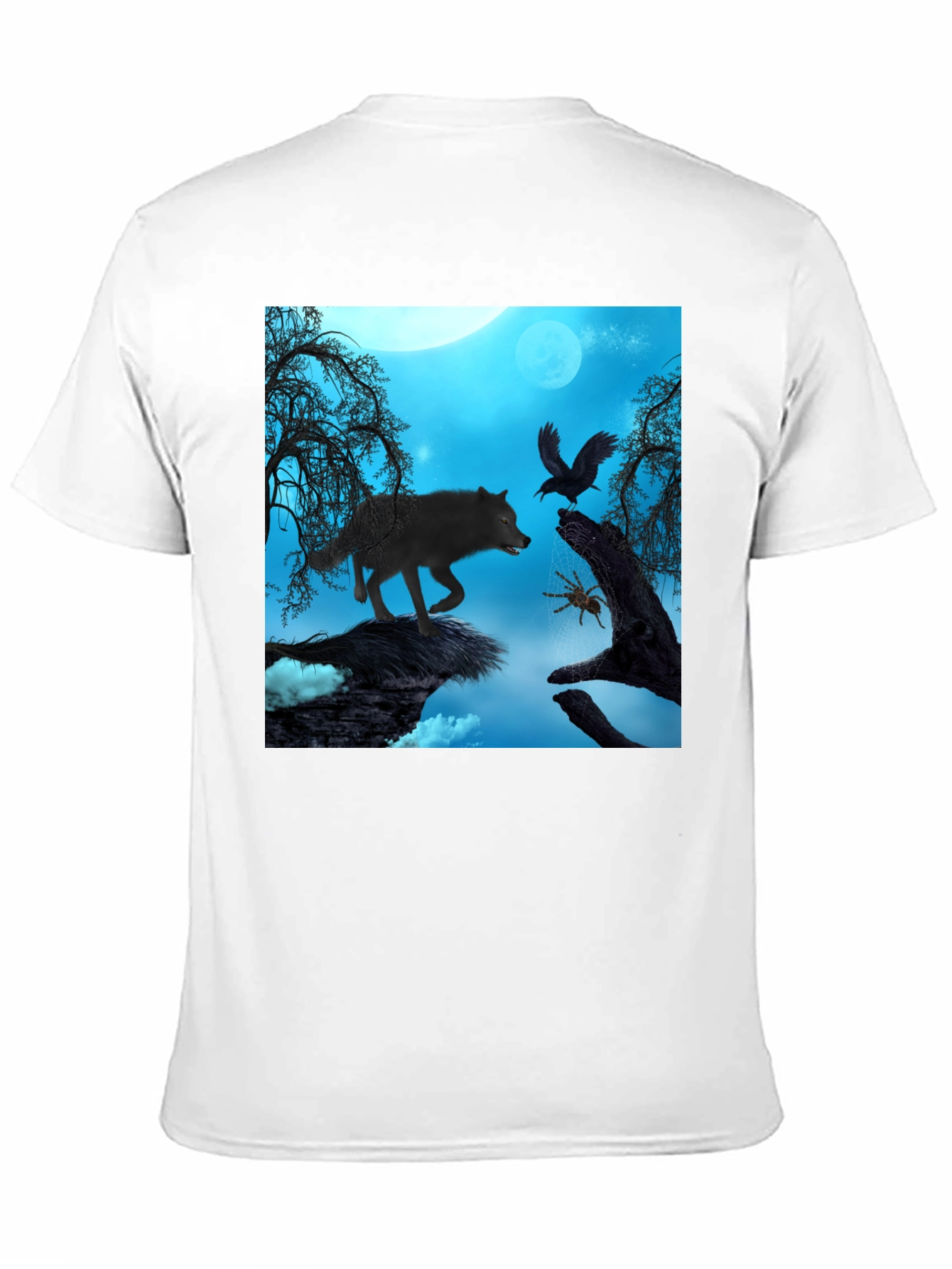 Wolf Raven Spider Graphic Black Tee