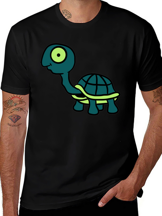 Cartoon Turtle Graphic Tee - Black T-Shirt