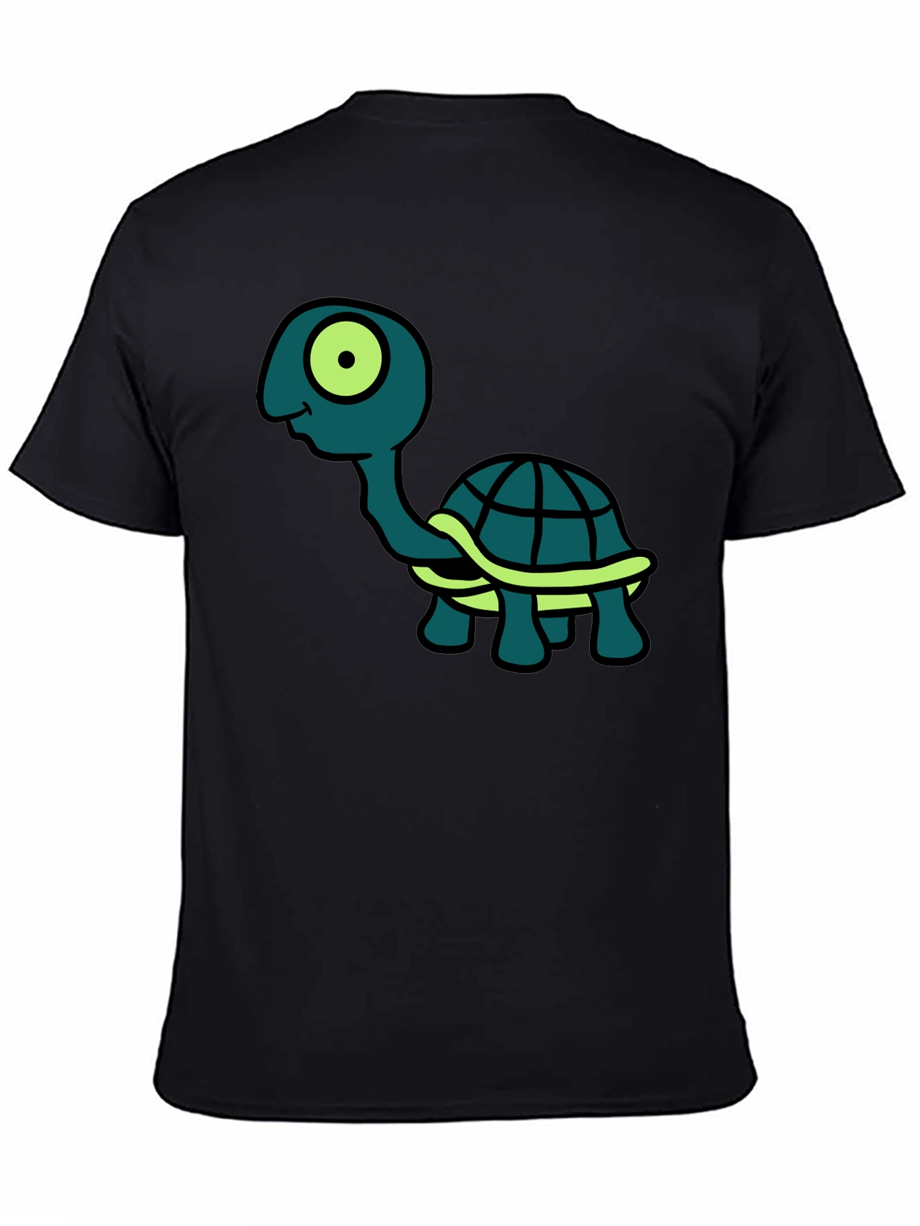 Cartoon Turtle Graphic Tee - Black T-Shirt