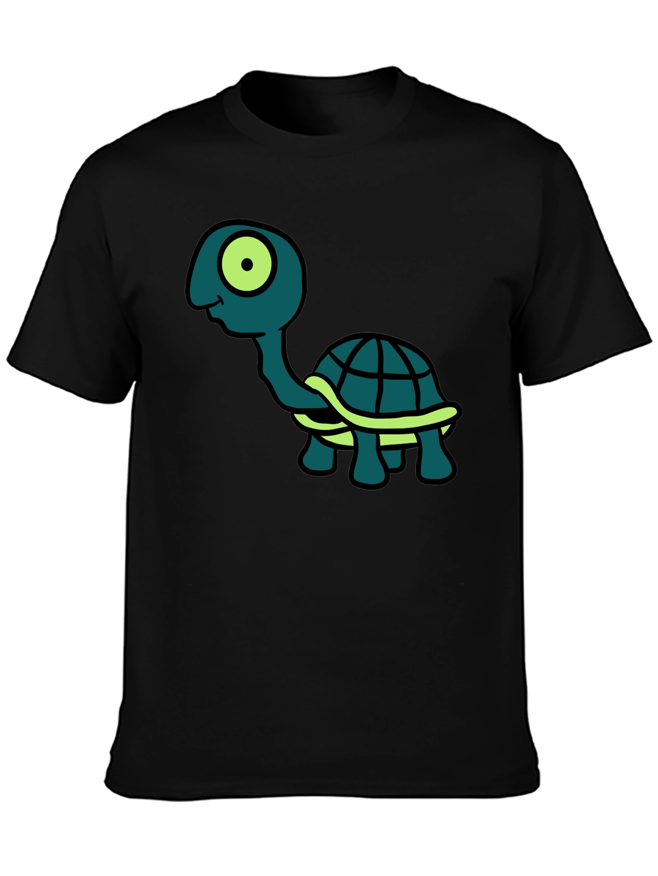 Cartoon Turtle Graphic Tee - Black T-Shirt