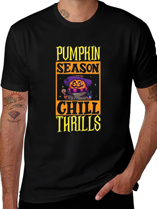 Pumpkin Season Chill Thrills Black T-Shirt