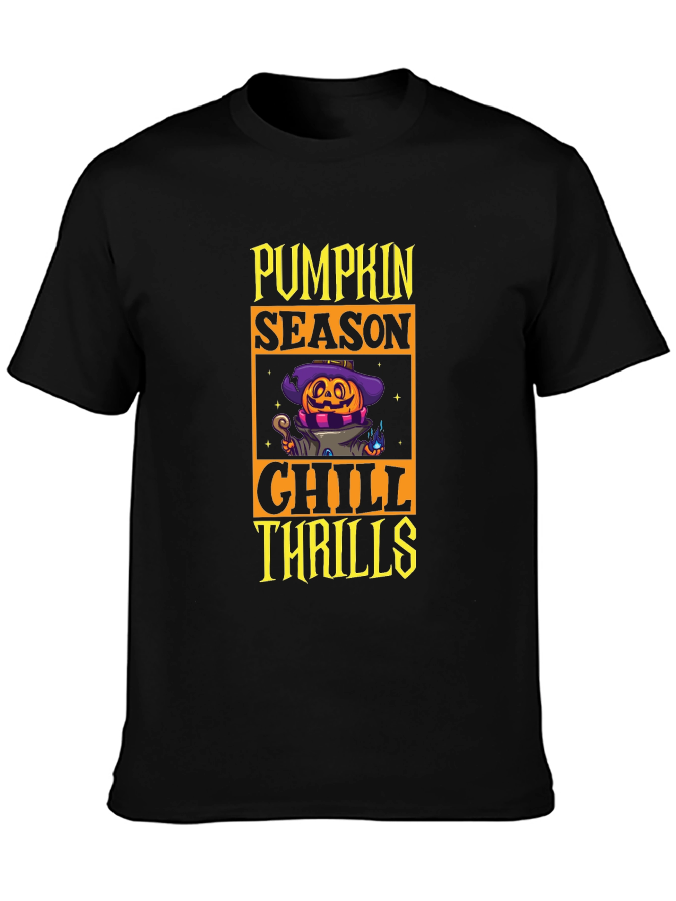 Pumpkin Season Chill Thrills Black T-Shirt