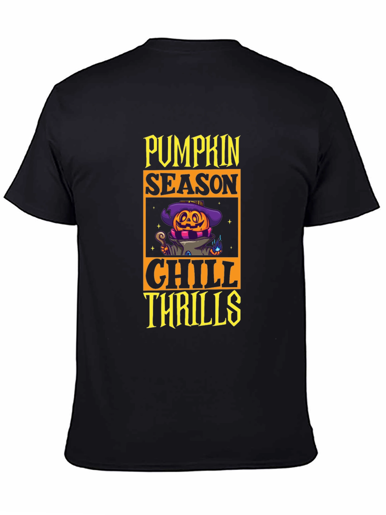 Pumpkin Season Chill Thrills Black T-Shirt
