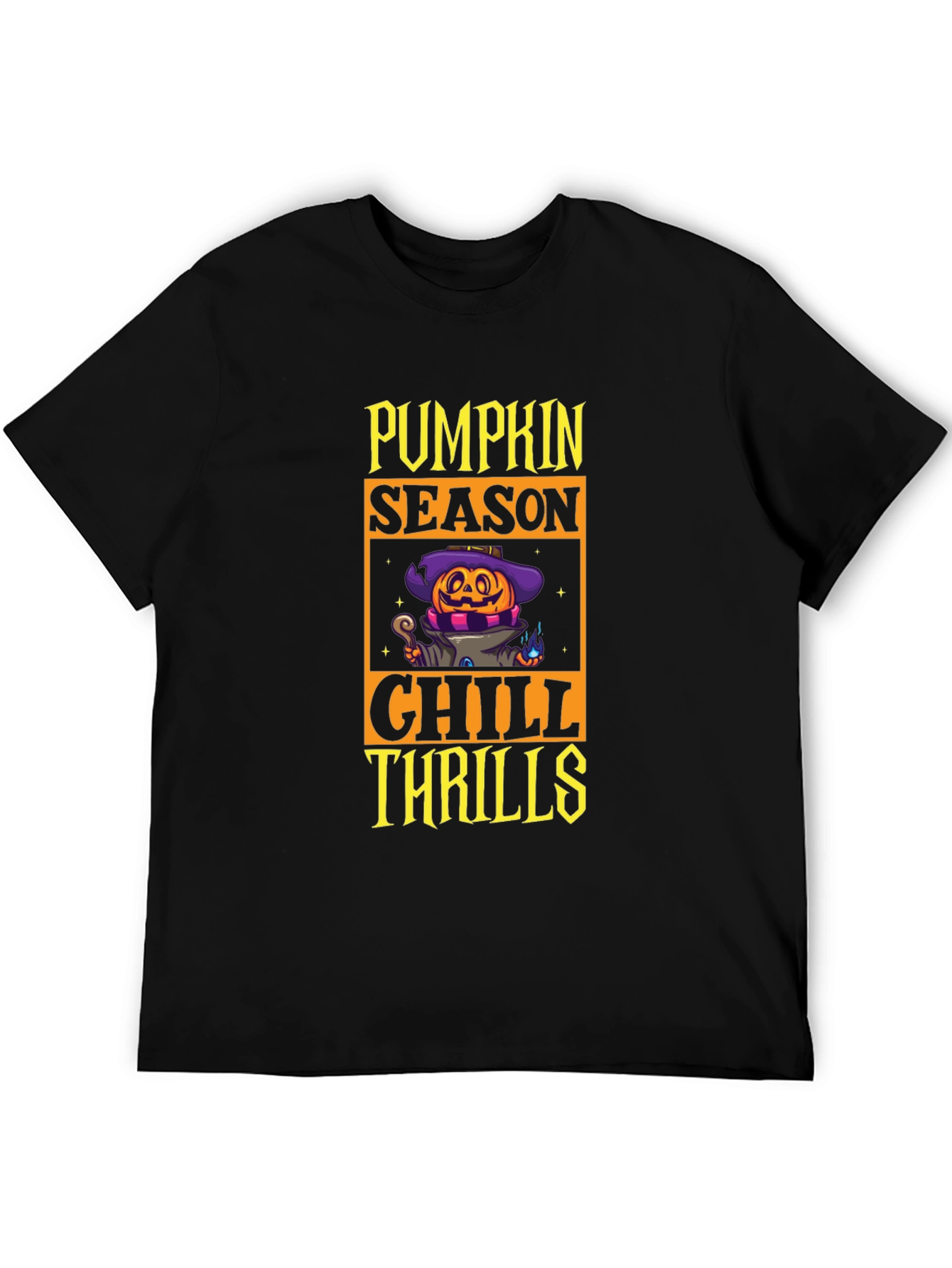 Pumpkin Season Chill Thrills Black T-Shirt