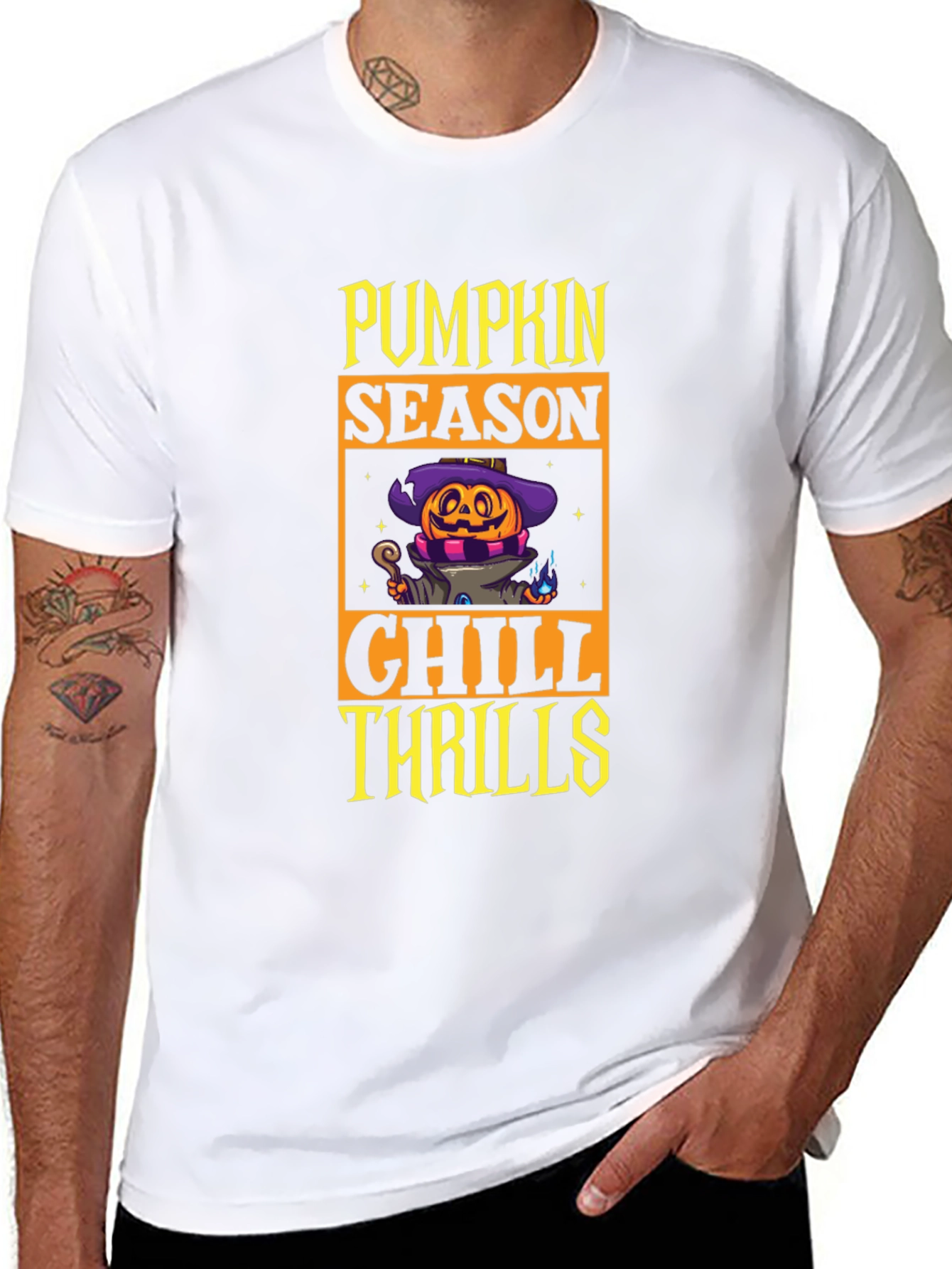 Pumpkin Season Chill Thrills Black T-Shirt