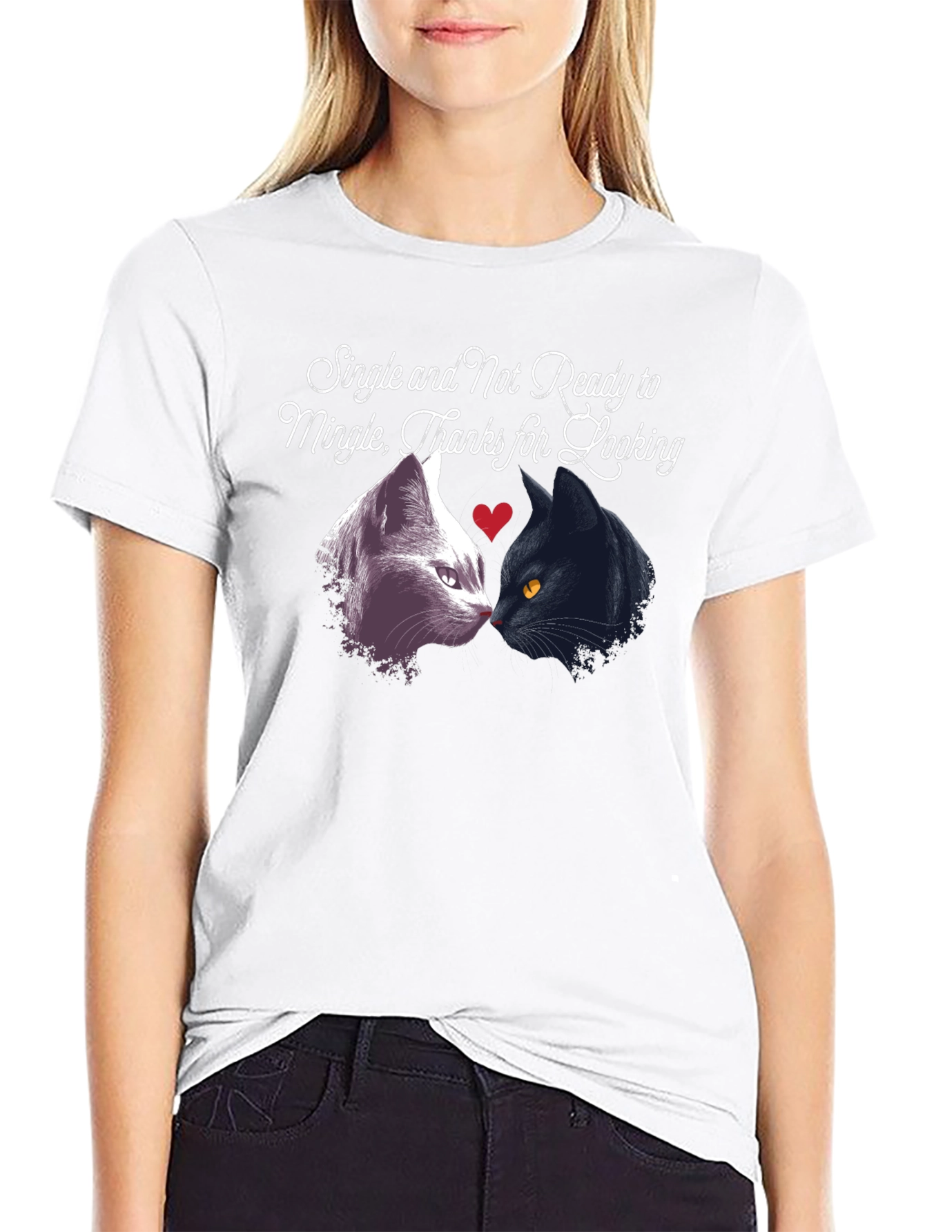 Single Not Ready to Mingle Cat T-Shirt