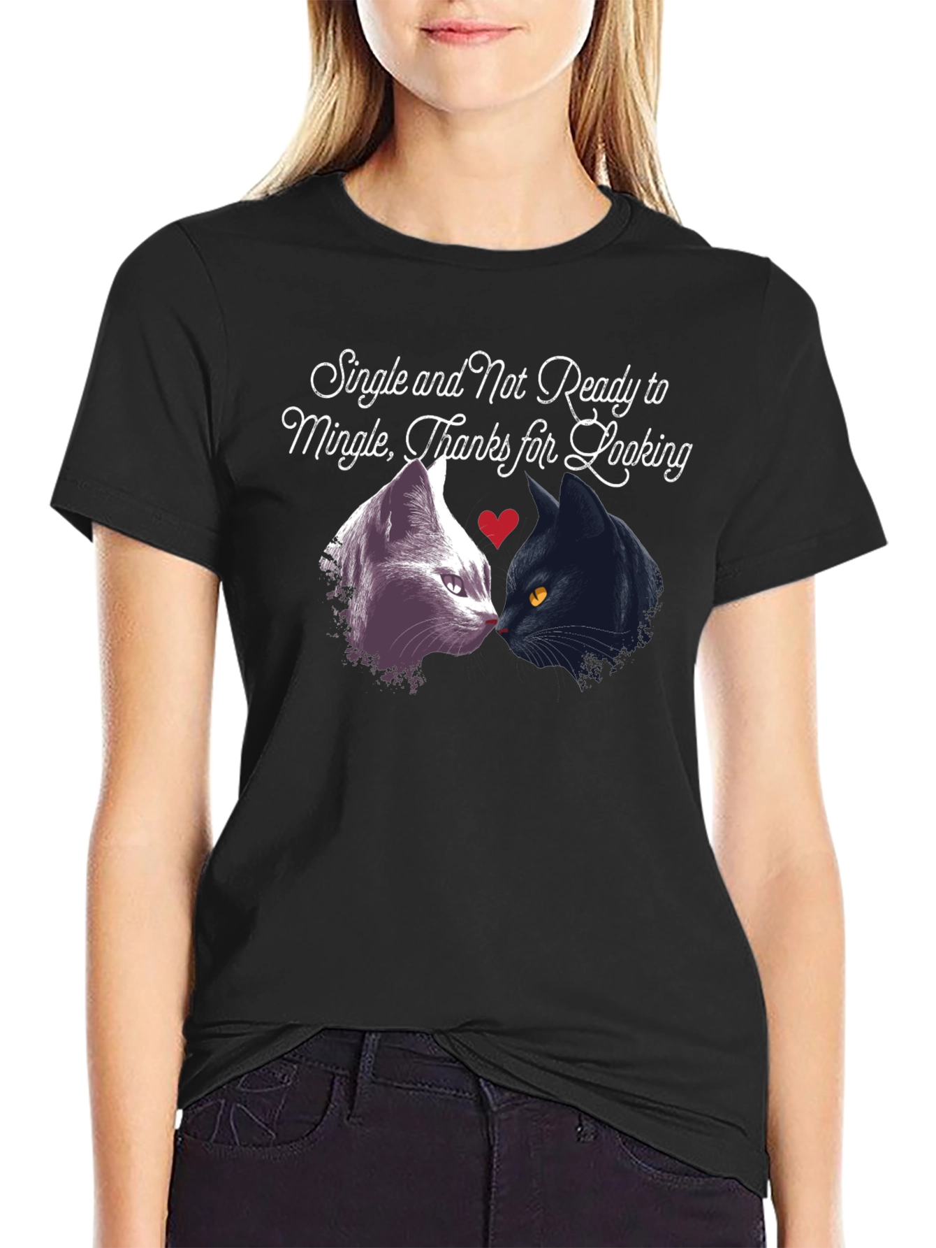 Single Not Ready to Mingle Cat T-Shirt