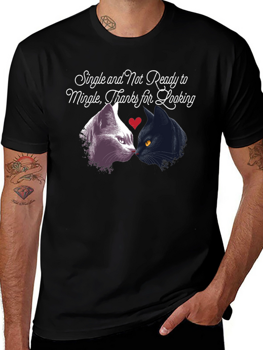 Single Not Ready to Mingle Cat T-Shirt