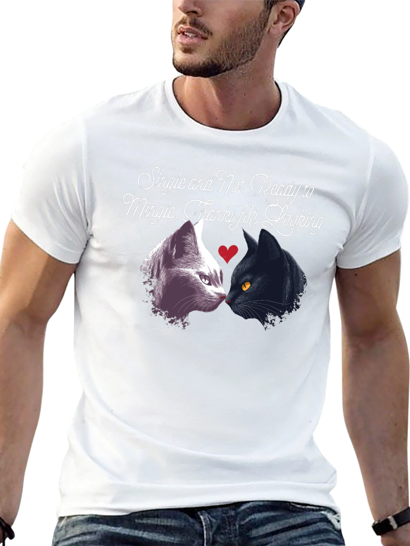 Single Not Ready to Mingle Cat T-Shirt