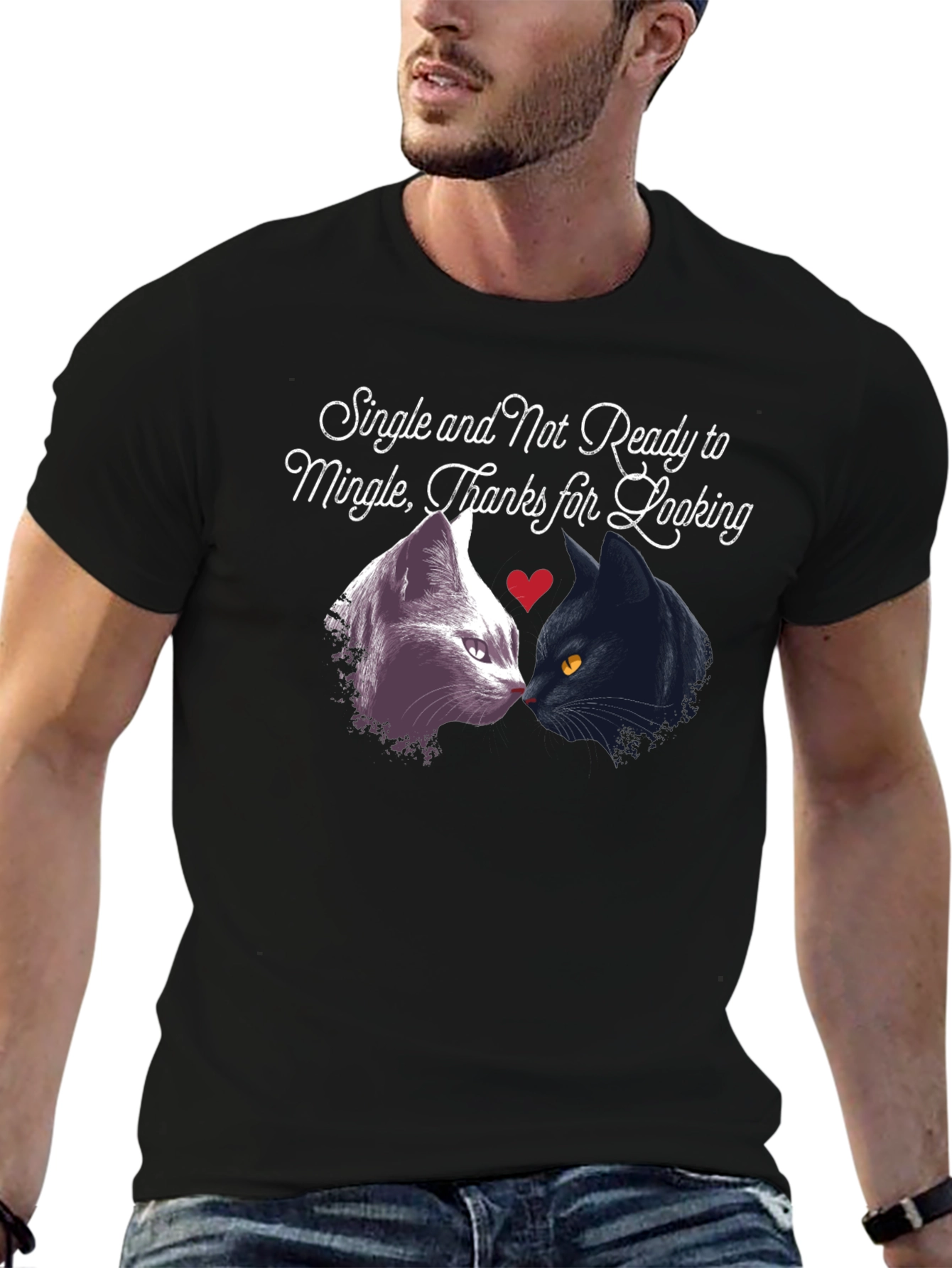 Single Not Ready to Mingle Cat T-Shirt