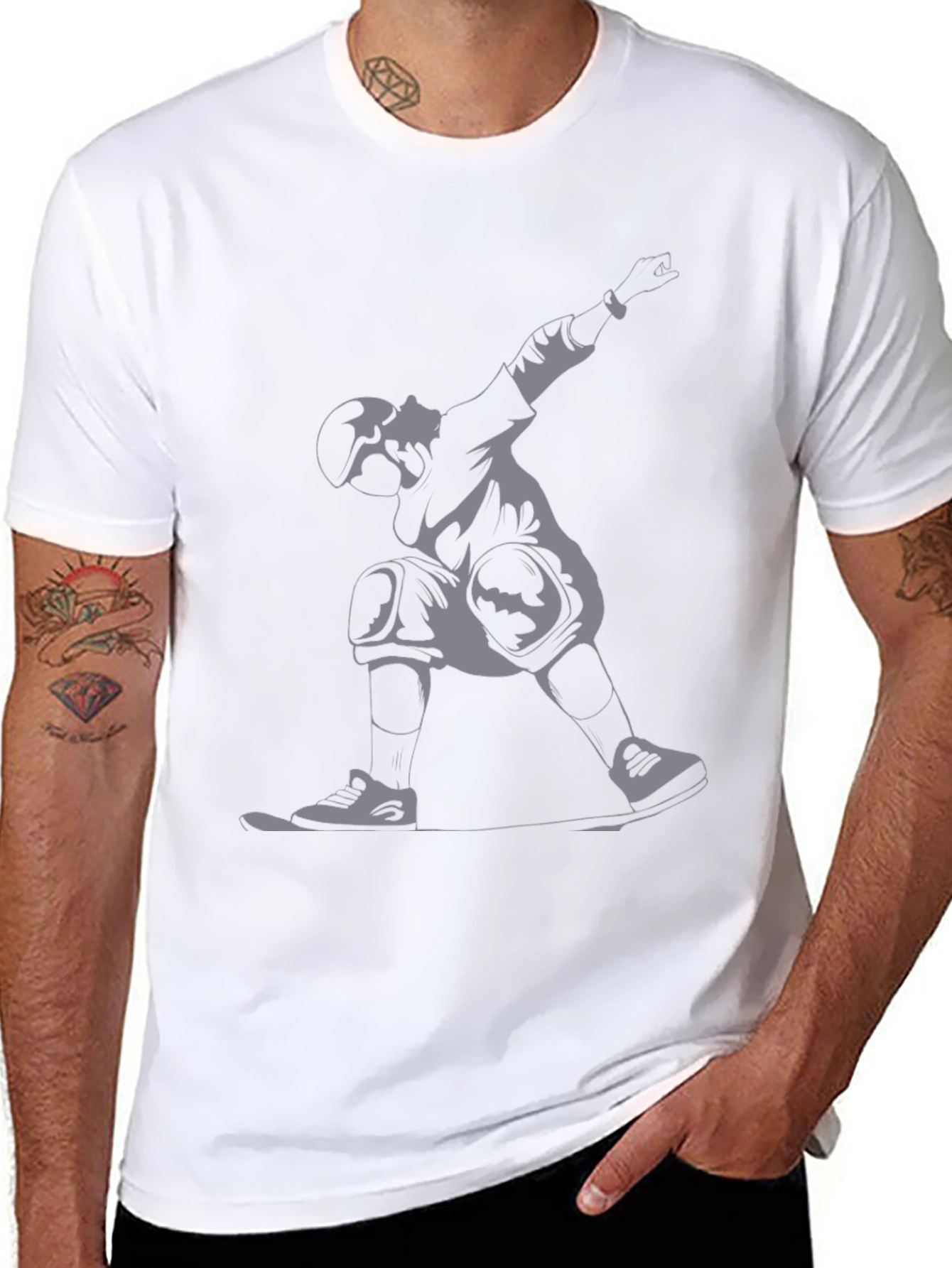 Skater Graphic Tee - Black Cotton Casual Shirt