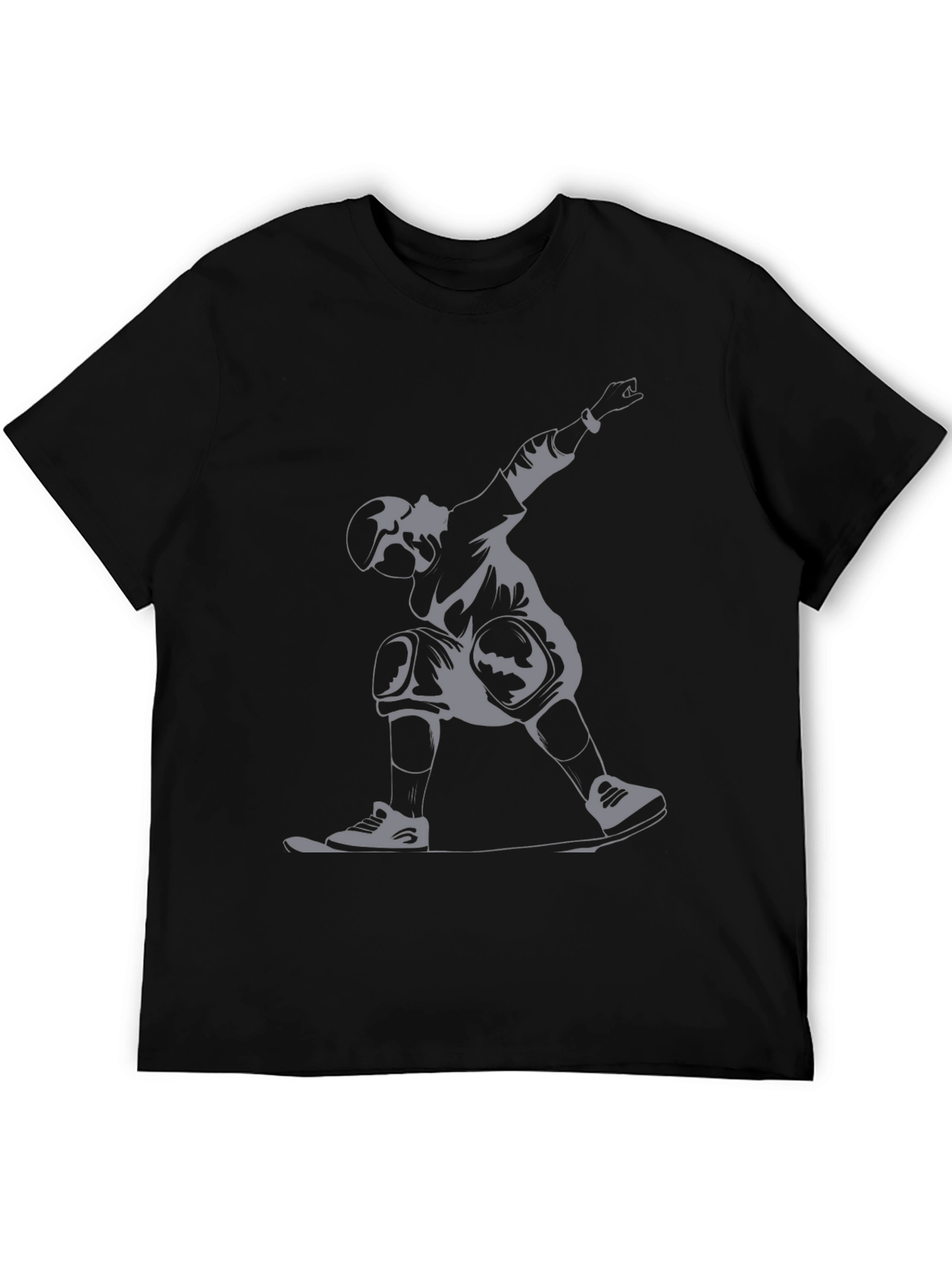 Skater Graphic Tee - Black Cotton Casual Shirt