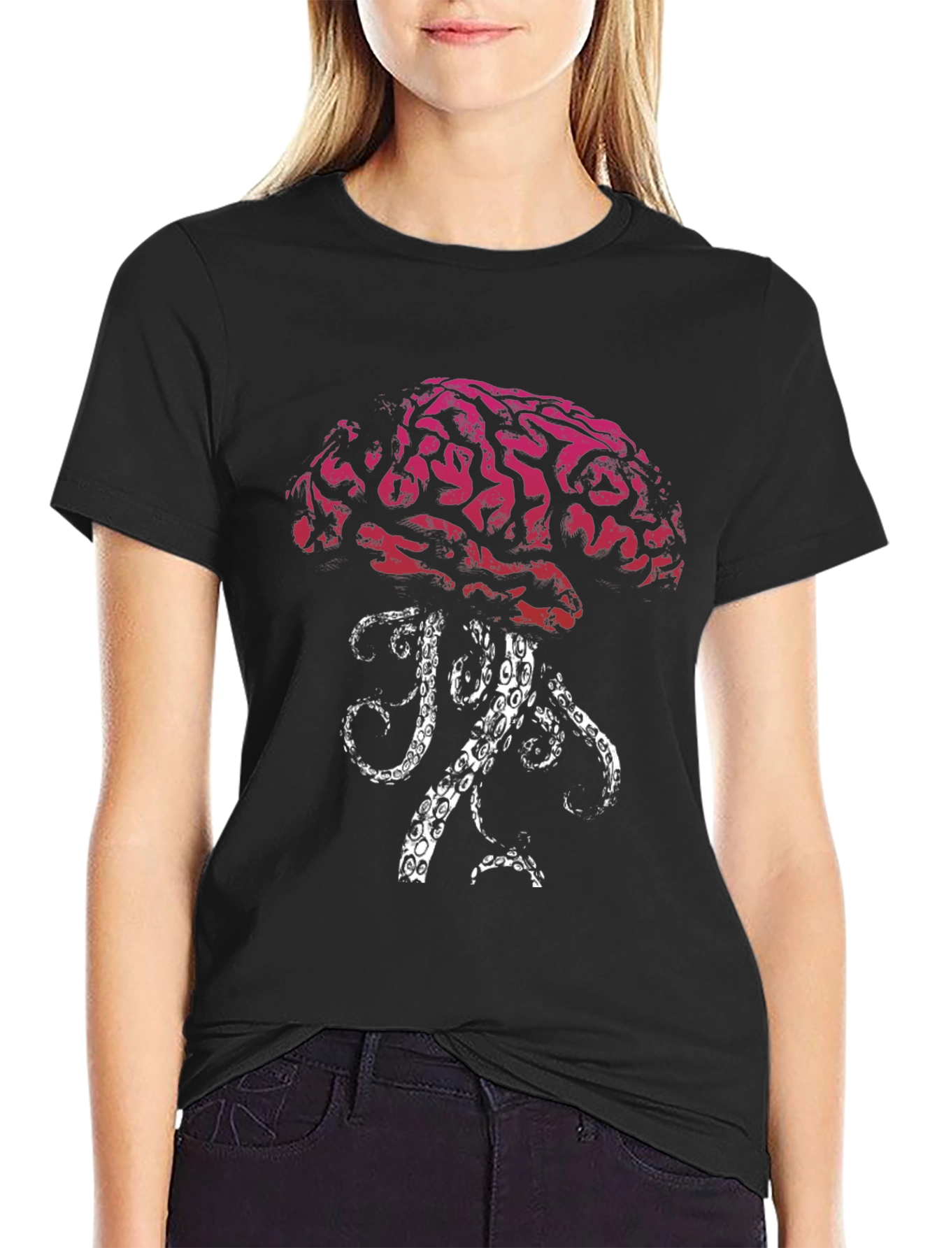 Brain Octopus Graphic Tee - Unique Design T-Shirt