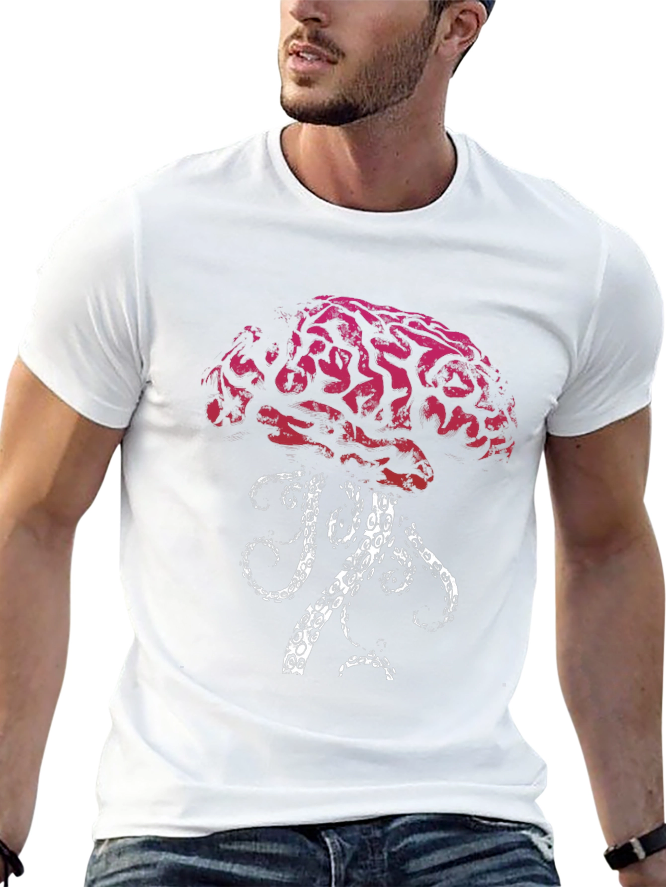 Brain Octopus Graphic Tee - Unique Design T-Shirt