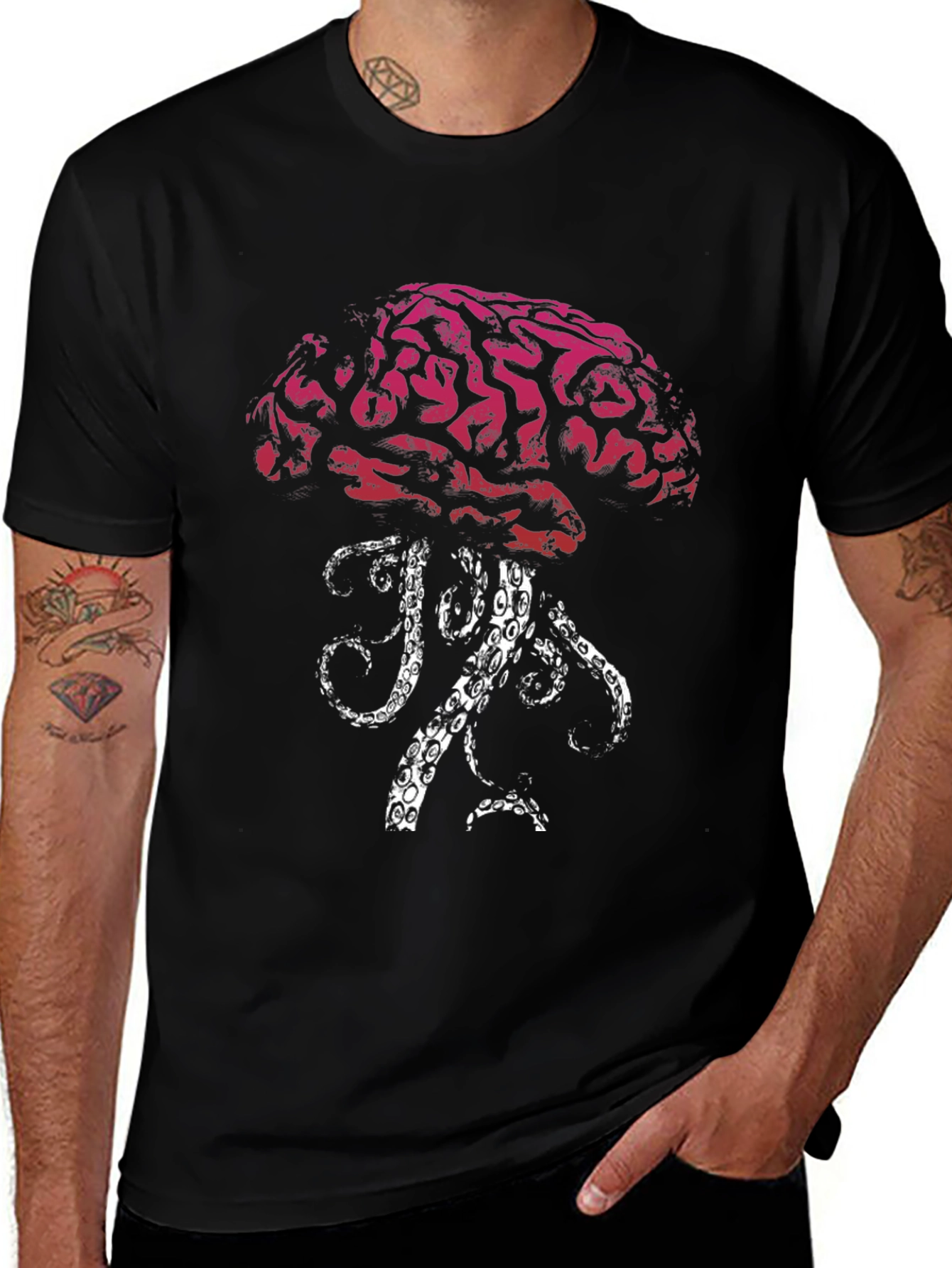 Brain Octopus Graphic Tee - Unique Design T-Shirt