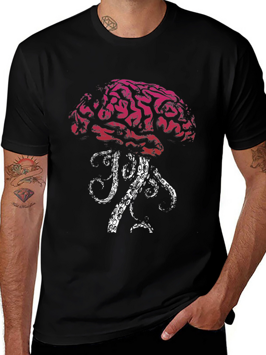 Brain Octopus Graphic Tee - Unique Design T-Shirt