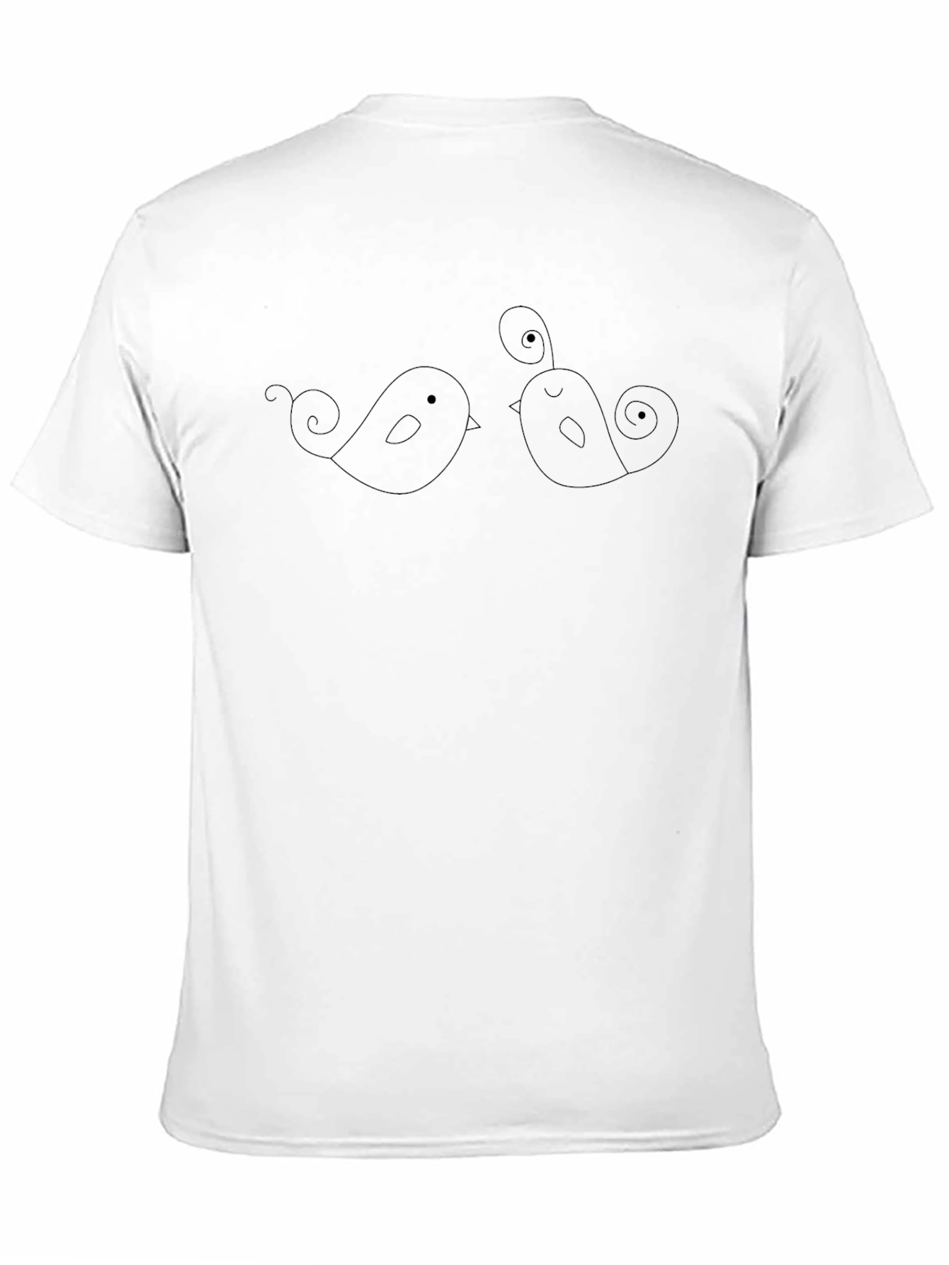 Whimsical Bird Graphic Black Tee