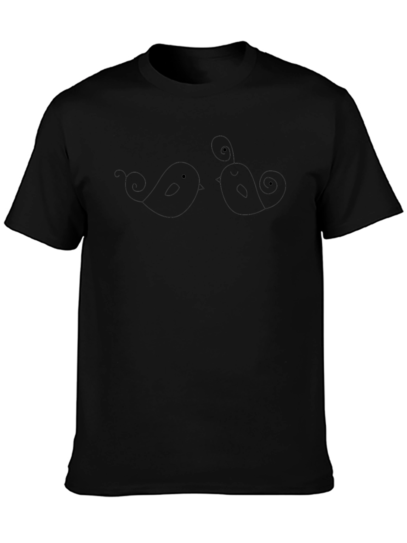 Whimsical Bird Graphic Black Tee