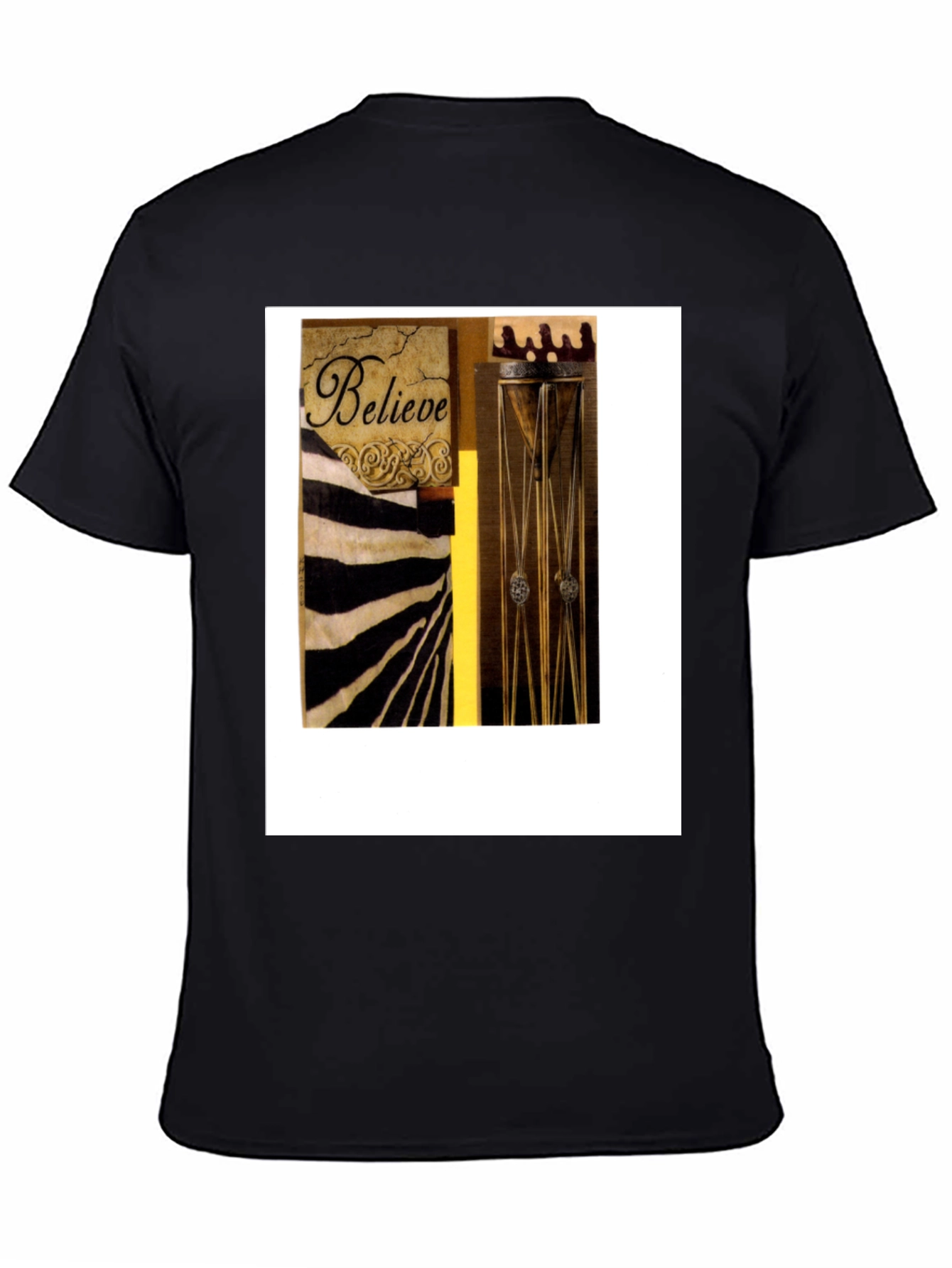 Believe Zebra Stripe Graphic Black T-Shirt