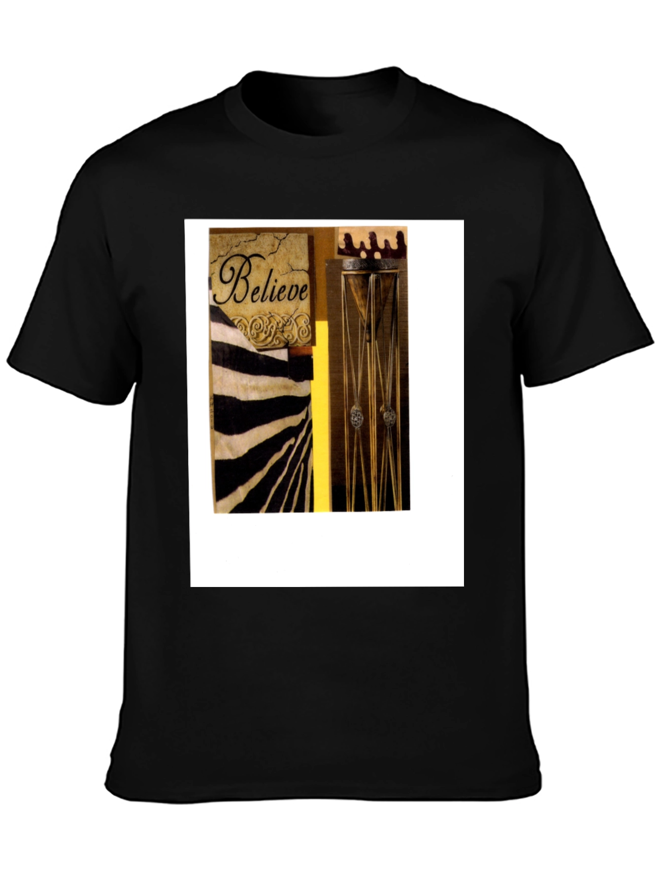 Believe Zebra Stripe Graphic Black T-Shirt