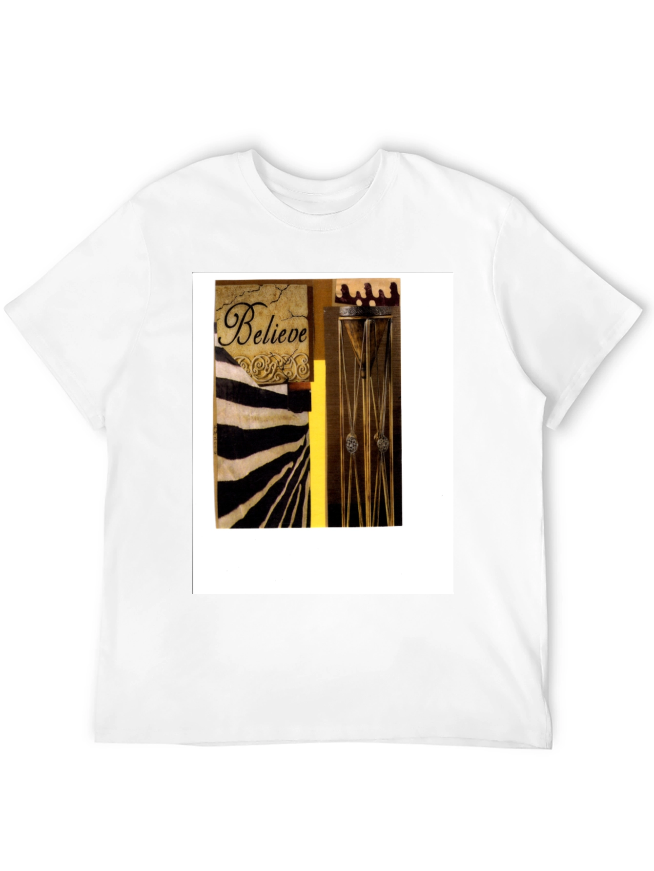 Believe Zebra Stripe Graphic Black T-Shirt