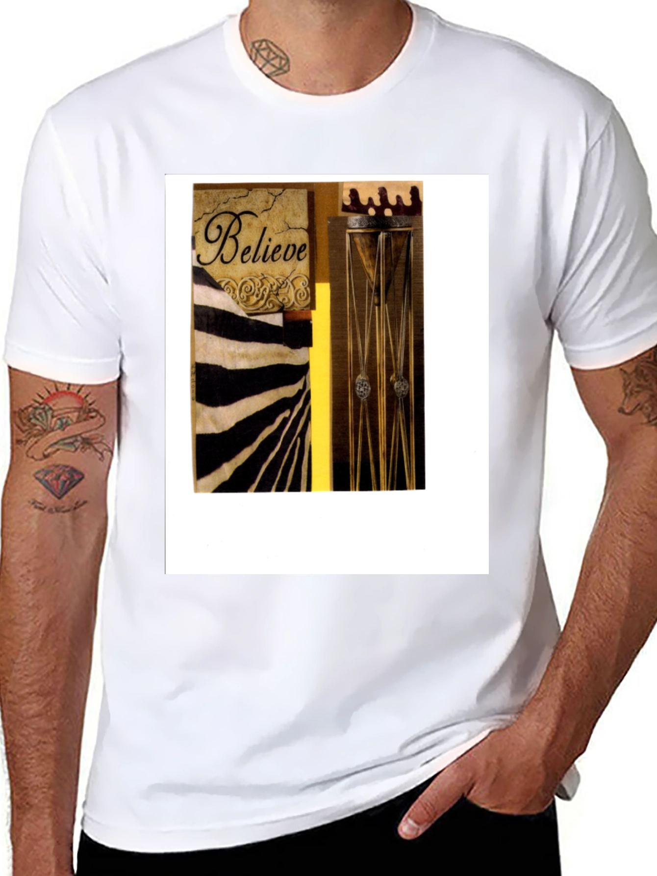 Believe Zebra Stripe Graphic Black T-Shirt