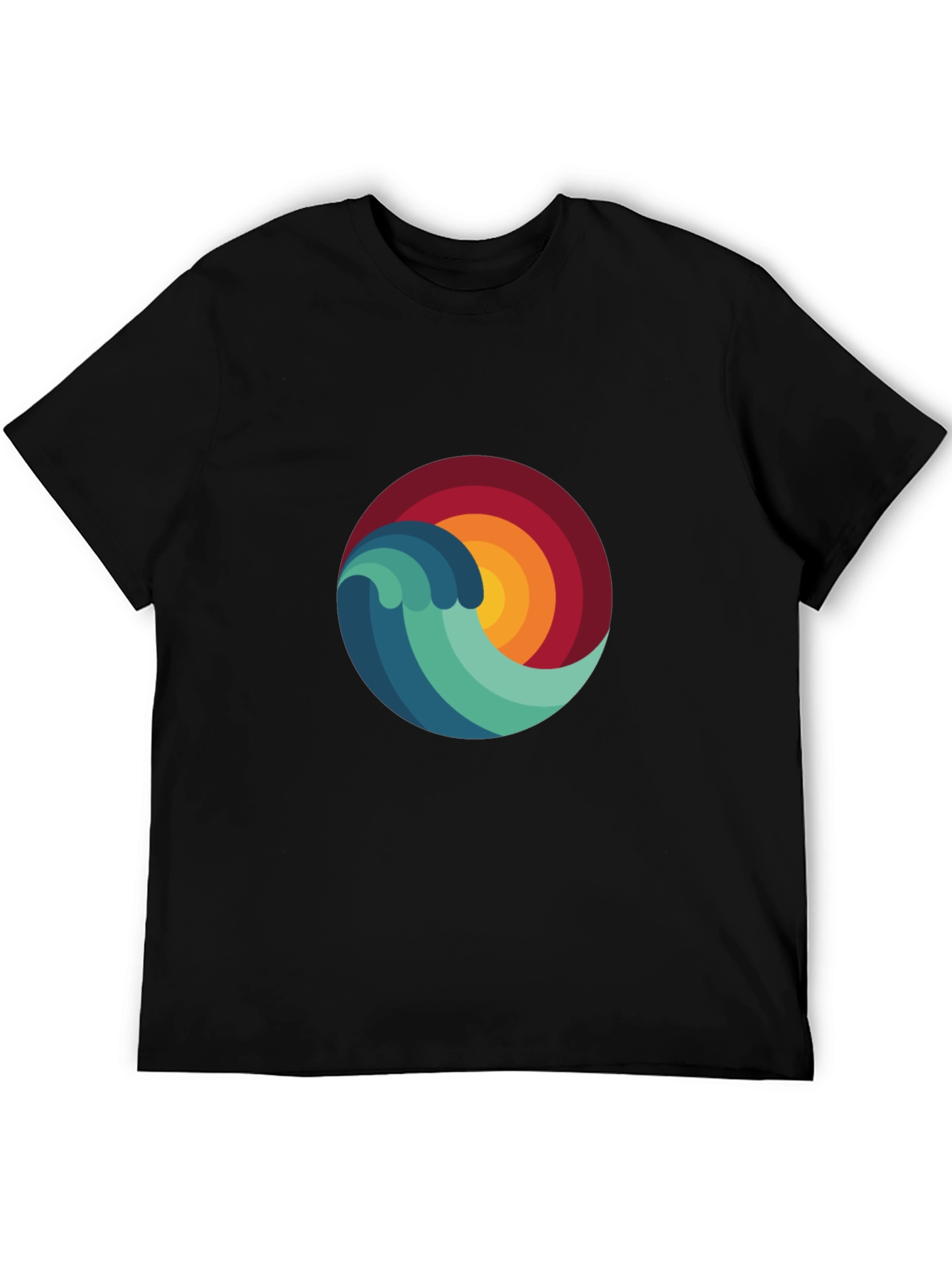 Wave & Sun Graphic Tee - Mens Black T-Shirt