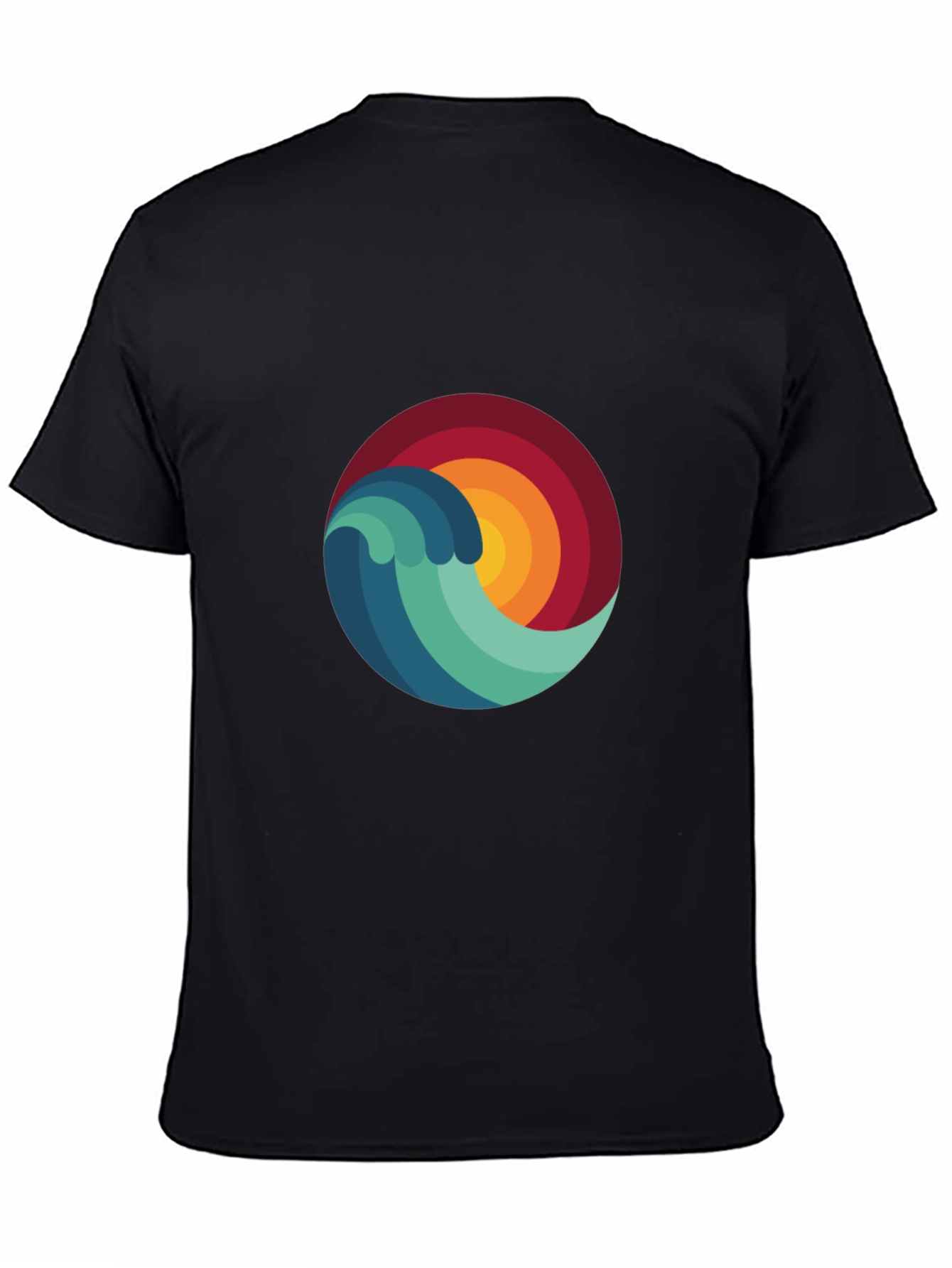 Wave & Sun Graphic Tee - Mens Black T-Shirt