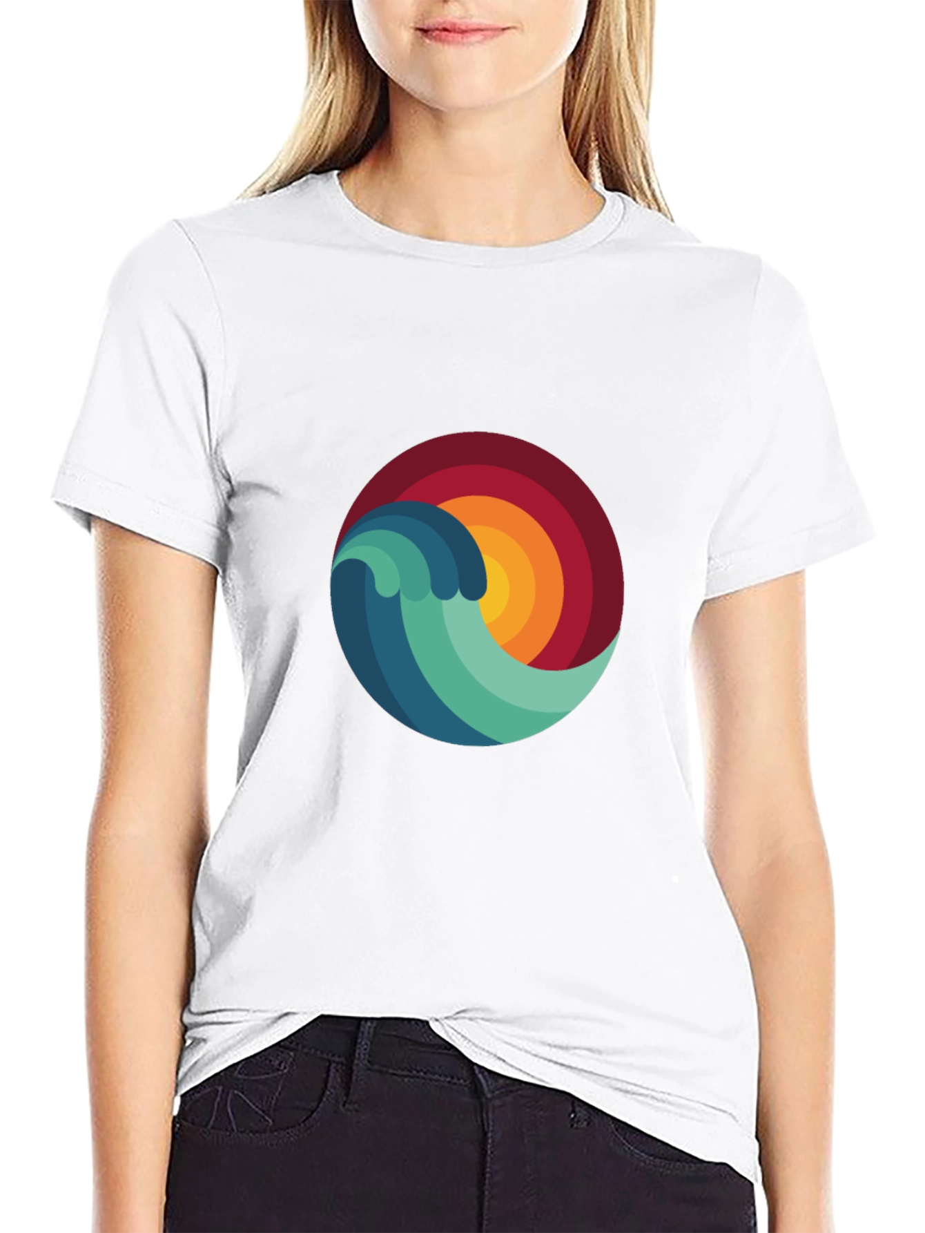Wave & Sun Graphic Tee - Mens Black T-Shirt