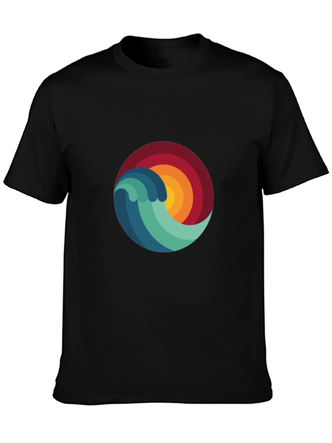 Wave & Sun Graphic Tee - Mens Black T-Shirt