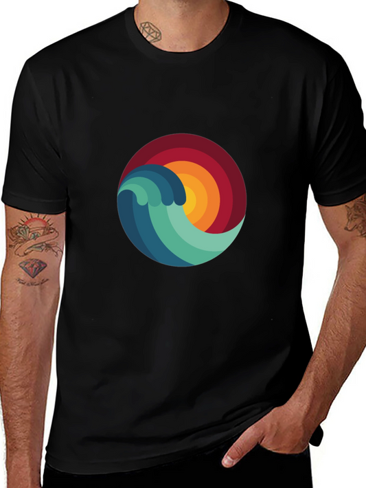 Wave & Sun Graphic Tee - Mens Black T-Shirt