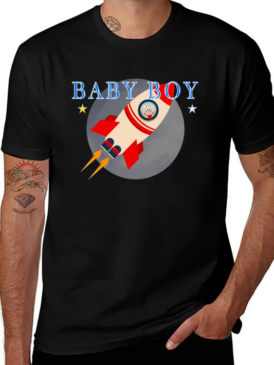 Baby Shower Baby Rocket Boy Lightweight Cotton T-Shirt – Daily Comfort Graphic Shirt