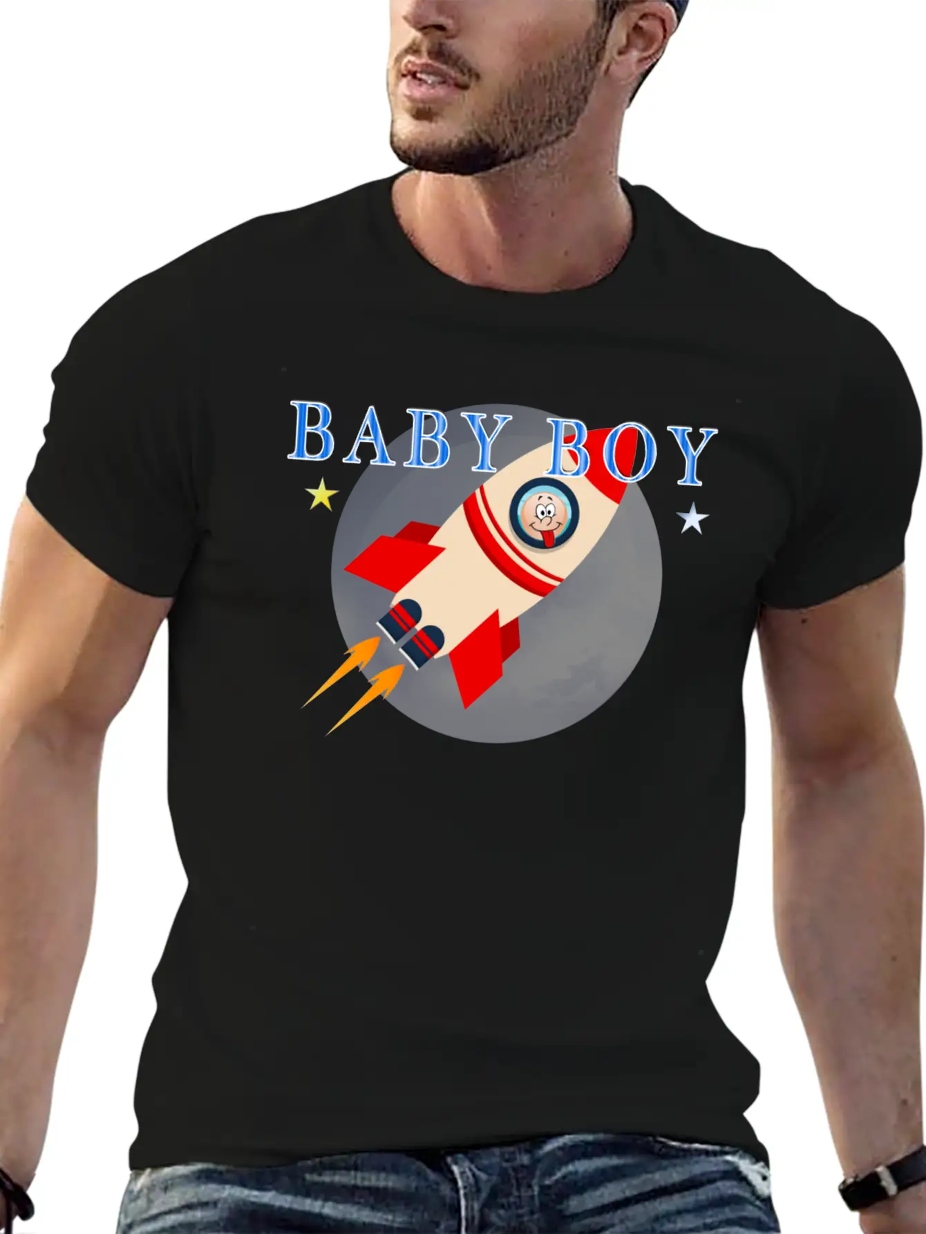 Baby Shower Baby Rocket Boy Lightweight Cotton T-Shirt – Daily Comfort Graphic Shirt