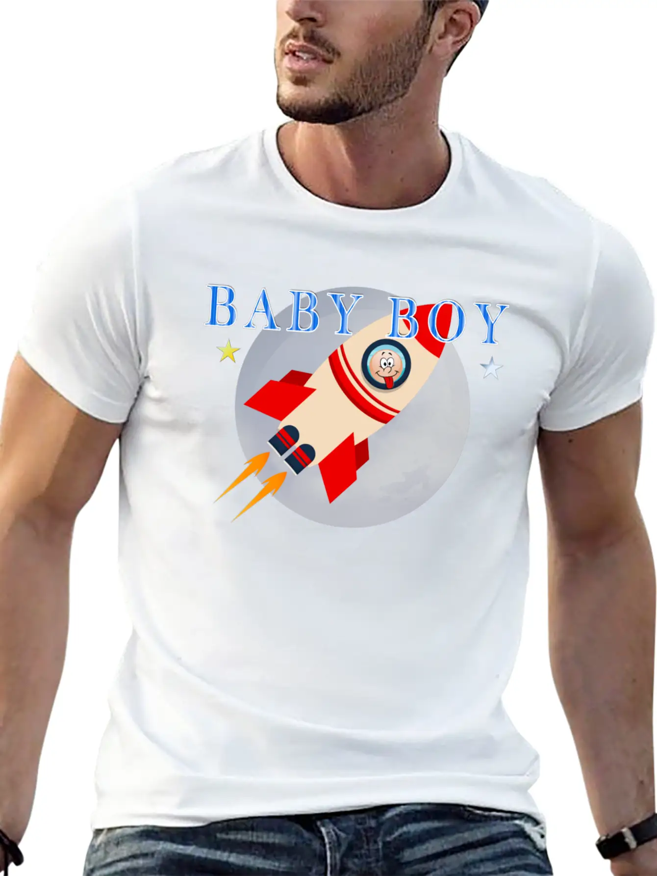 Baby Shower Baby Rocket Boy Lightweight Cotton T-Shirt – Daily Comfort Graphic Shirt
