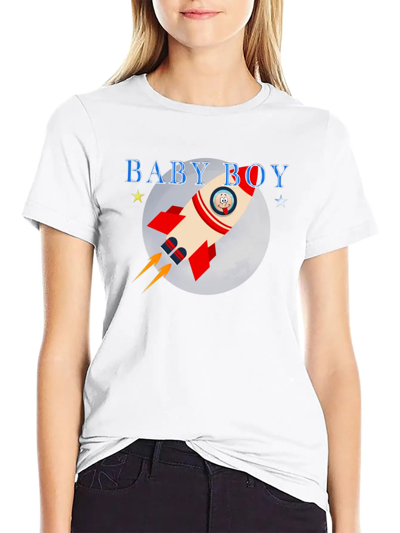 Baby Shower Baby Rocket Boy Lightweight Cotton T-Shirt – Daily Comfort Graphic Shirt