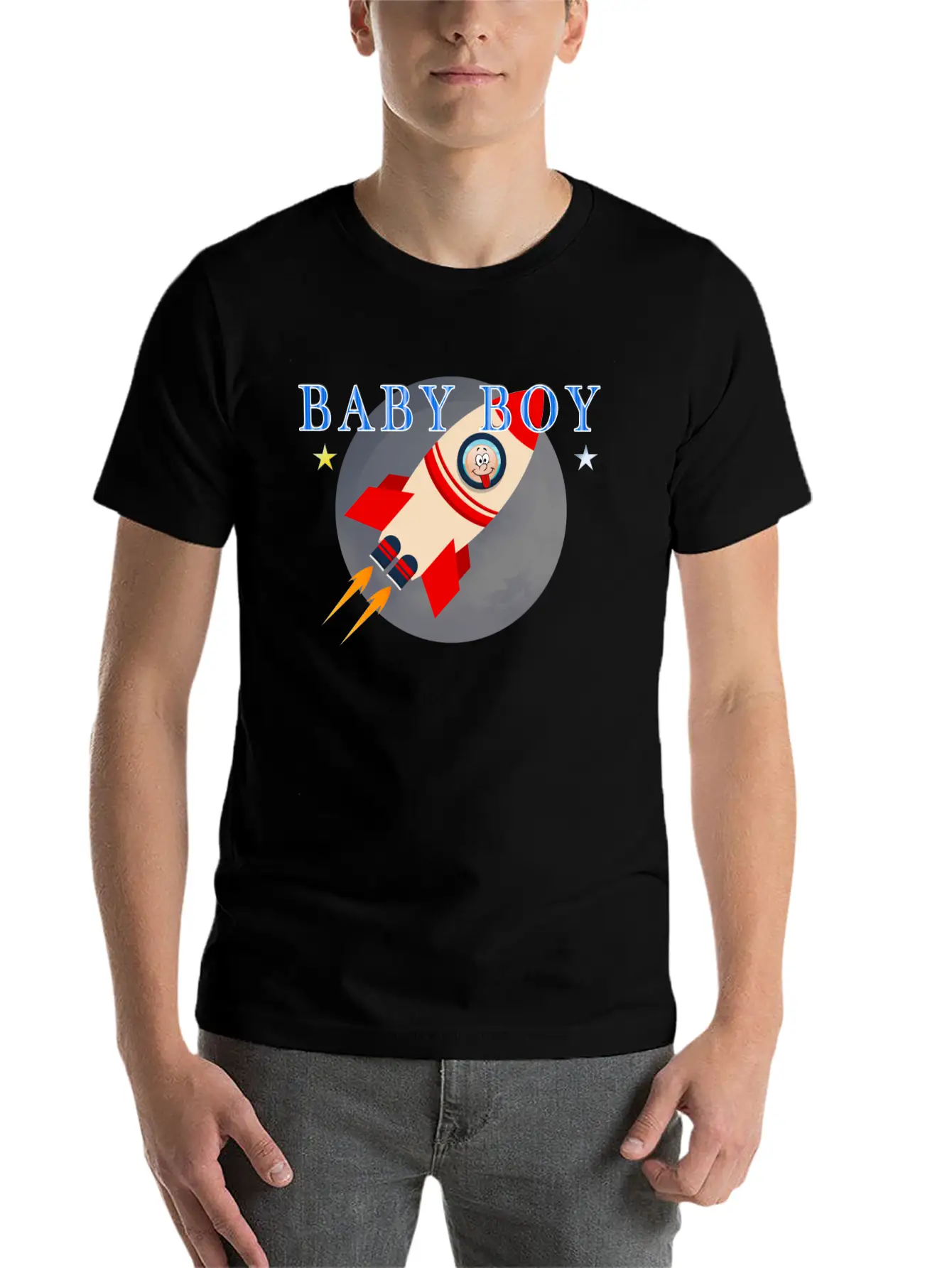 Baby Shower Baby Rocket Boy Lightweight Cotton T-Shirt – Daily Comfort Graphic Shirt