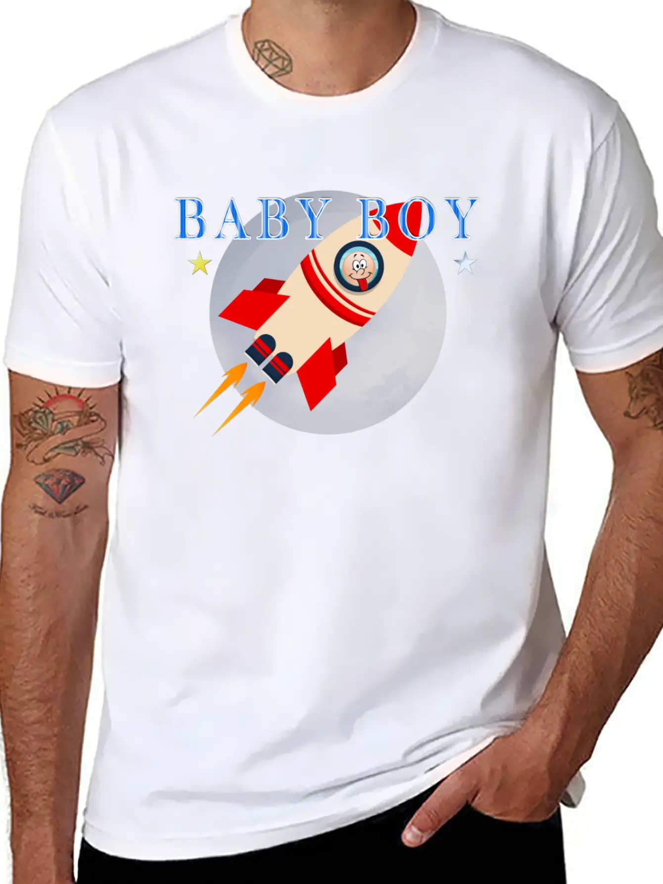 Baby Shower Baby Rocket Boy Lightweight Cotton T-Shirt – Daily Comfort Graphic Shirt