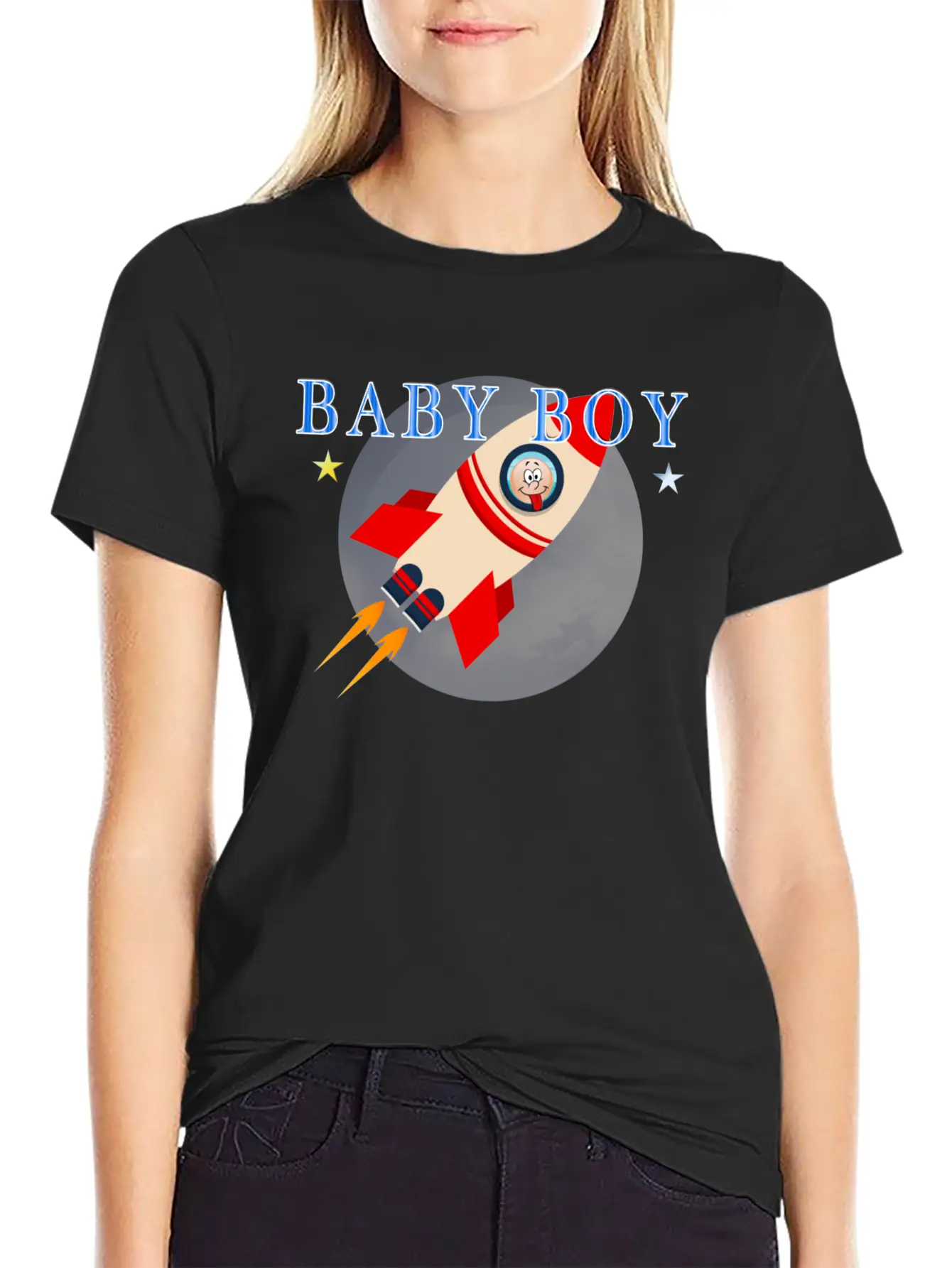 Baby Shower Baby Rocket Boy Lightweight Cotton T-Shirt – Daily Comfort Graphic Shirt