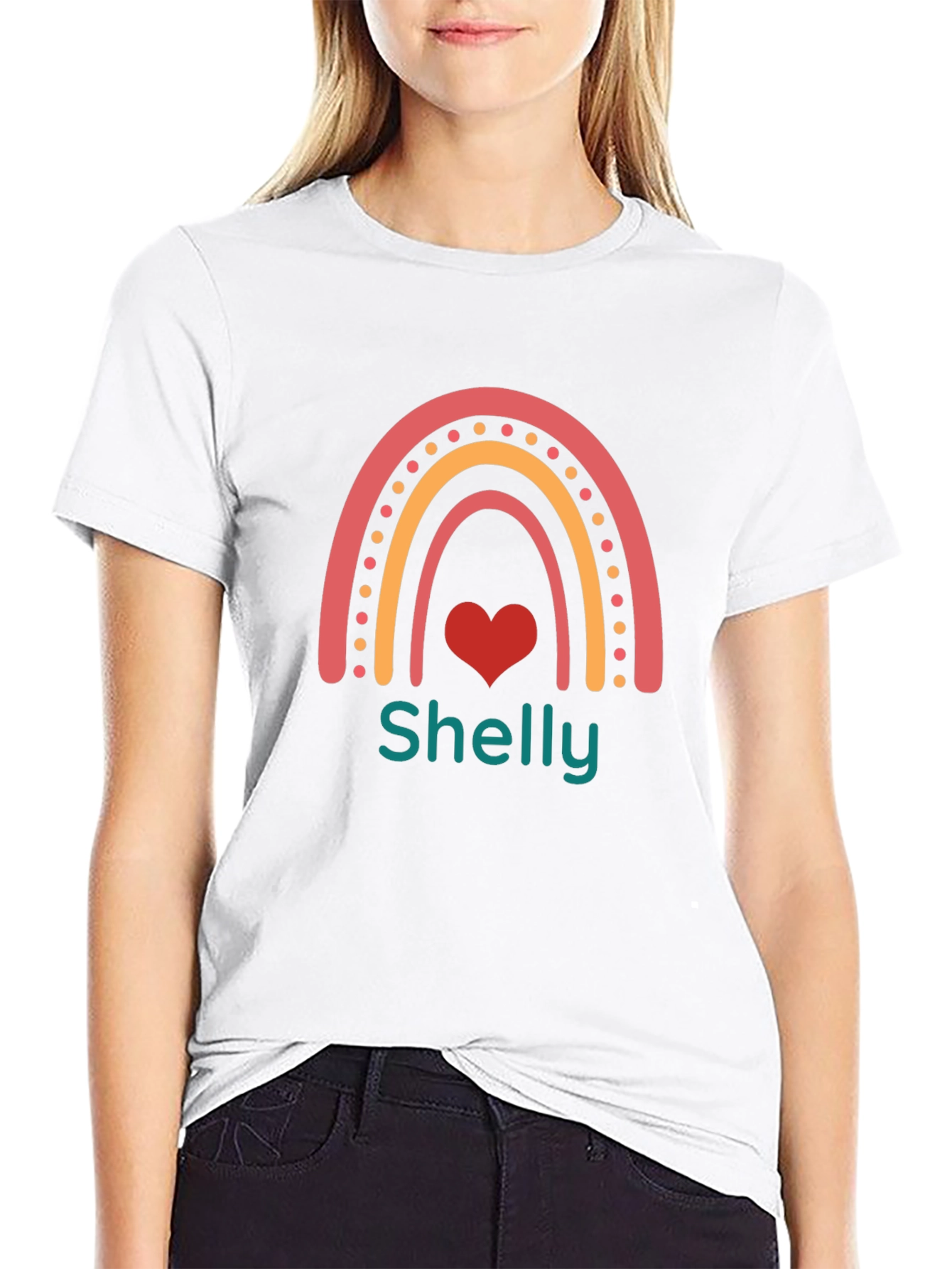 Shelly Rainbow Heart Personalized T-Shirt