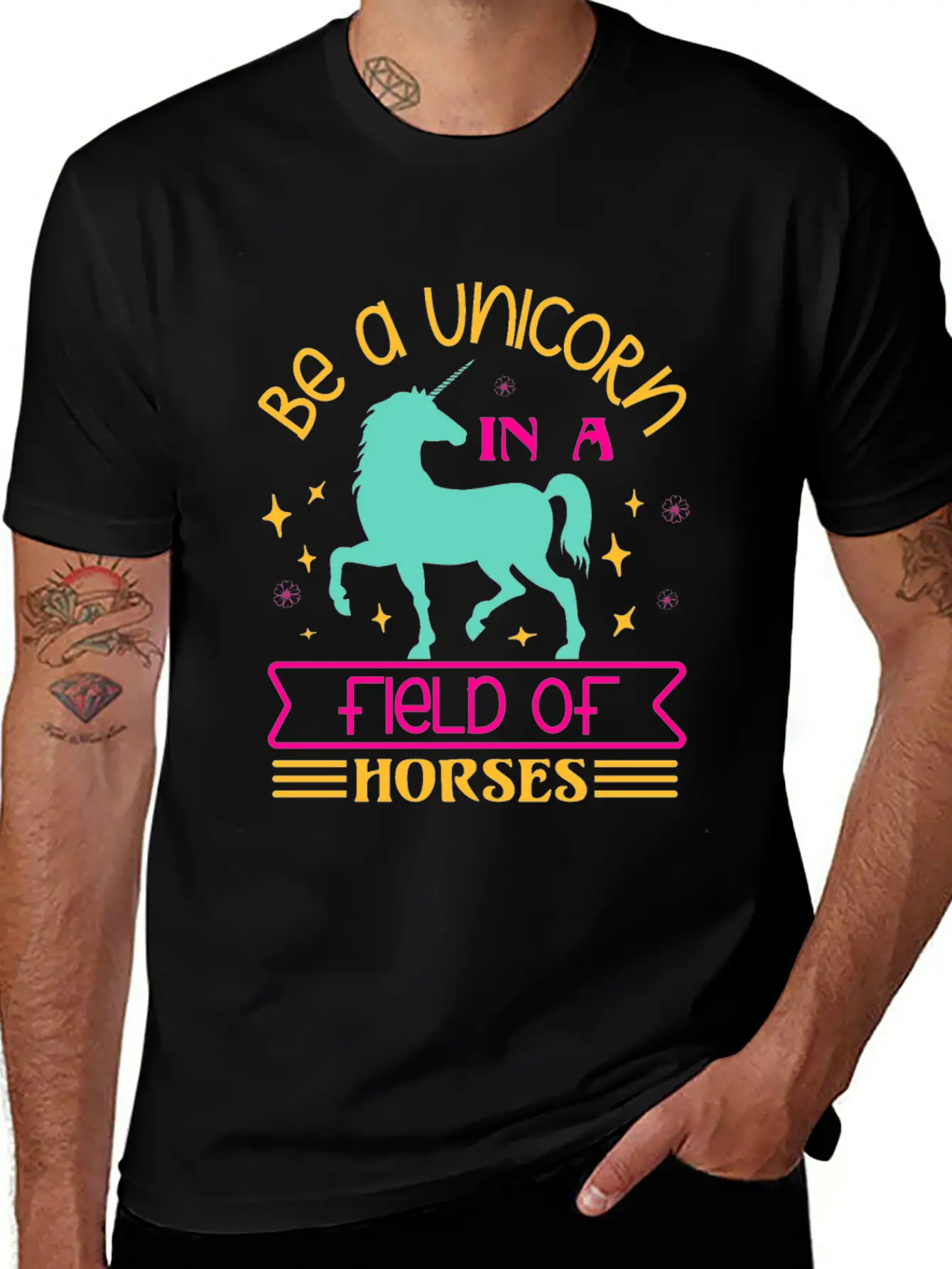 Be A Unicorn Rainbow Unicorn Motivational Lightweight Cotton T-Shirt – Daily Comfort Graphic Shirt