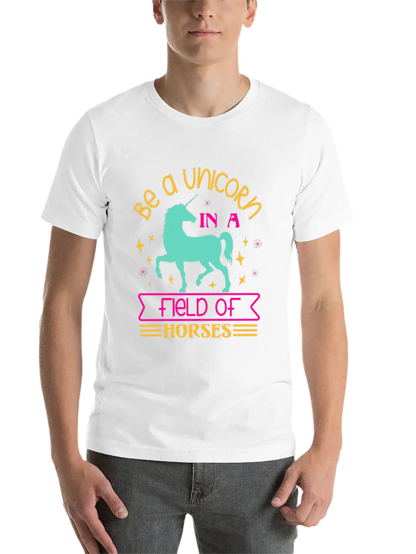 Be A Unicorn Rainbow Unicorn Motivational Lightweight Cotton T-Shirt – Daily Comfort Graphic Shirt