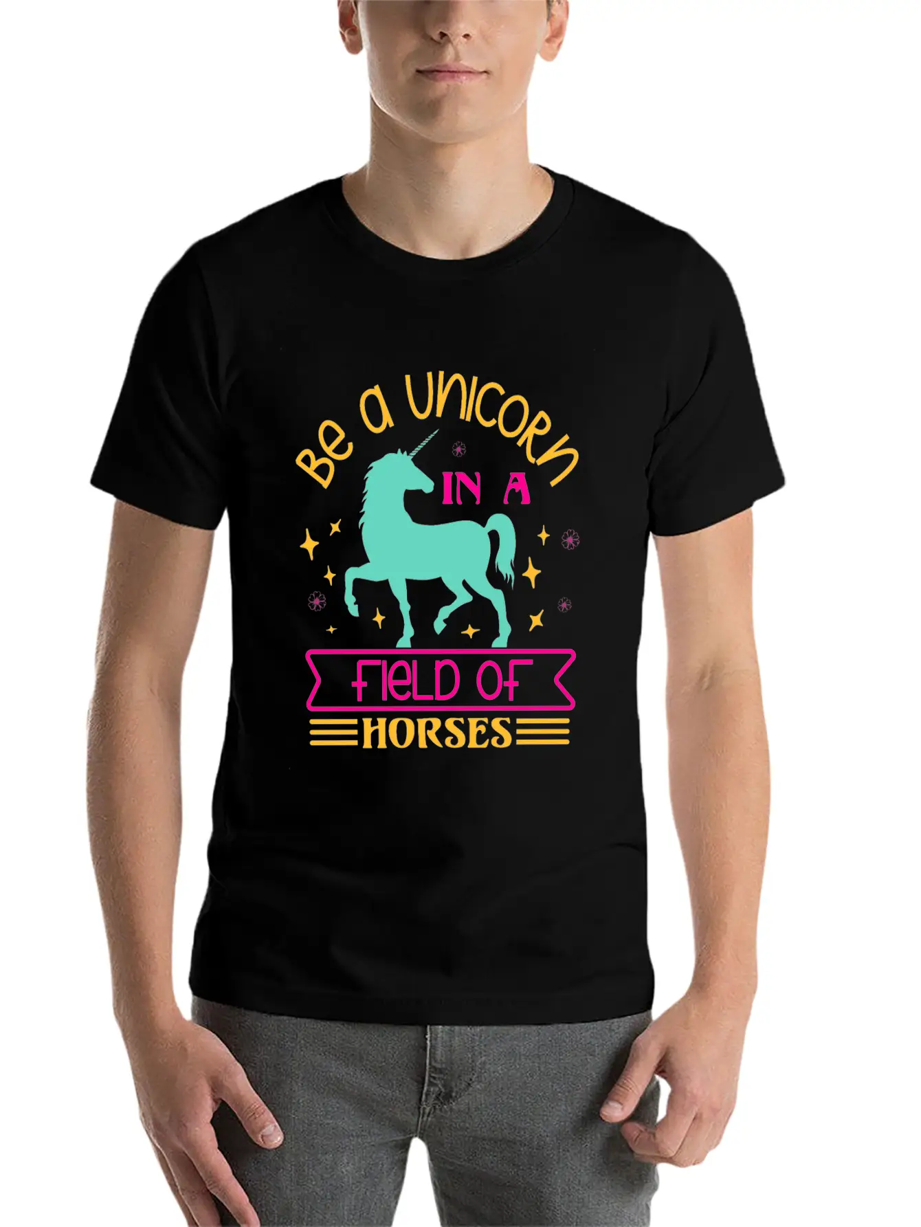 Be A Unicorn Rainbow Unicorn Motivational Lightweight Cotton T-Shirt – Daily Comfort Graphic Shirt