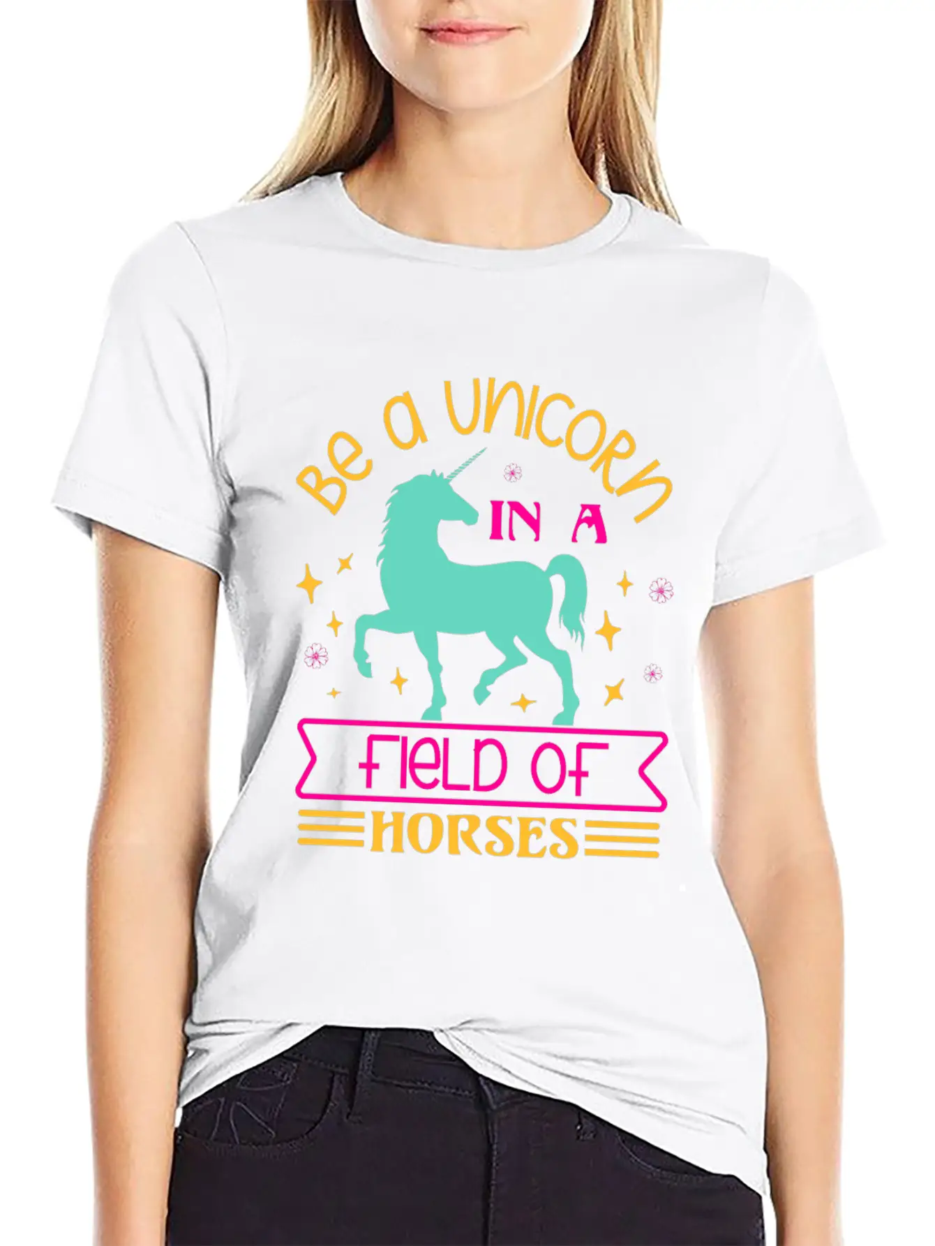 Be A Unicorn Rainbow Unicorn Motivational Lightweight Cotton T-Shirt – Daily Comfort Graphic Shirt