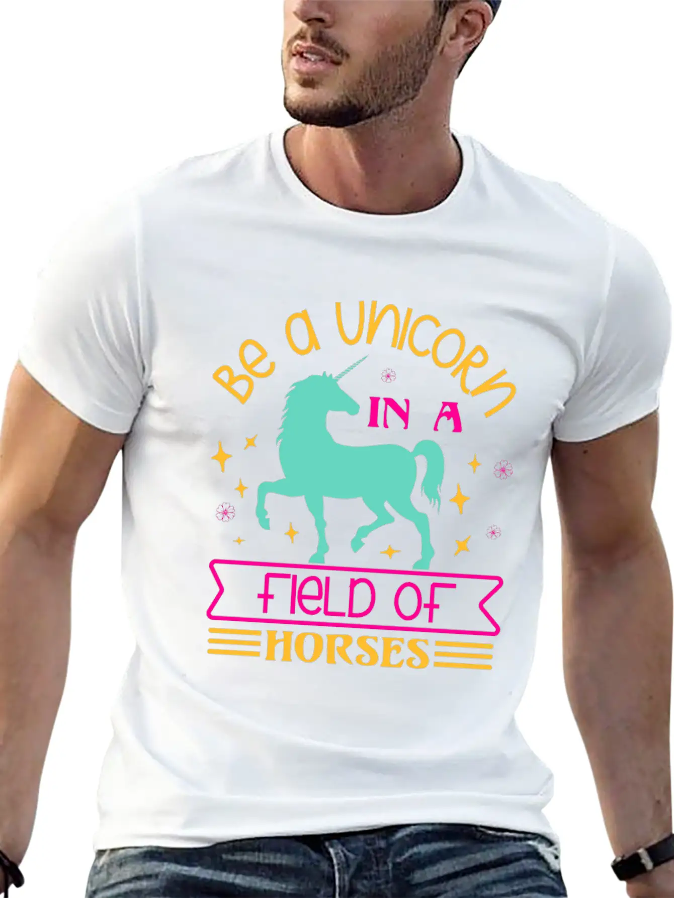 Be A Unicorn Rainbow Unicorn Motivational Lightweight Cotton T-Shirt – Daily Comfort Graphic Shirt