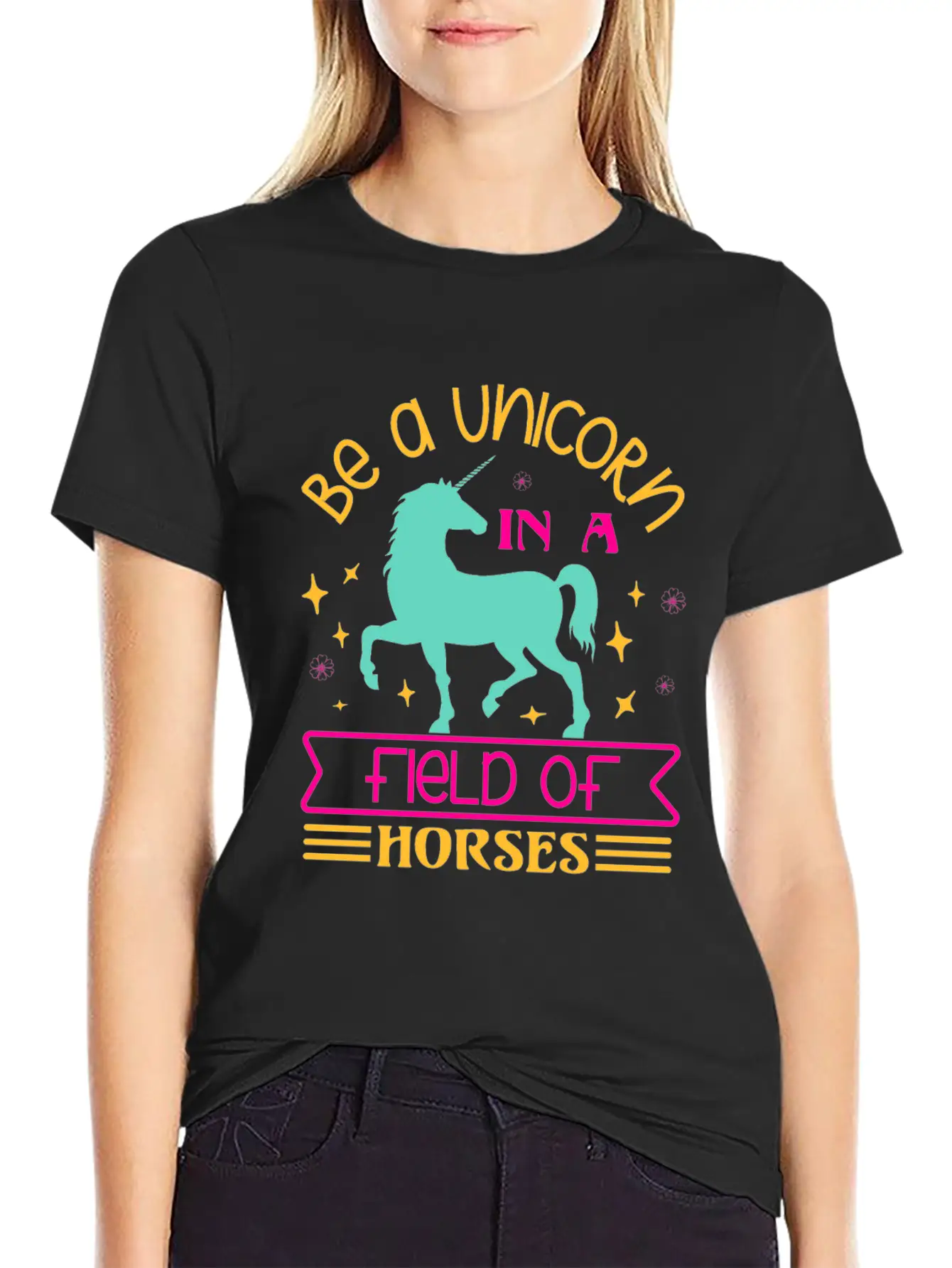 Be A Unicorn Rainbow Unicorn Motivational Lightweight Cotton T-Shirt – Daily Comfort Graphic Shirt