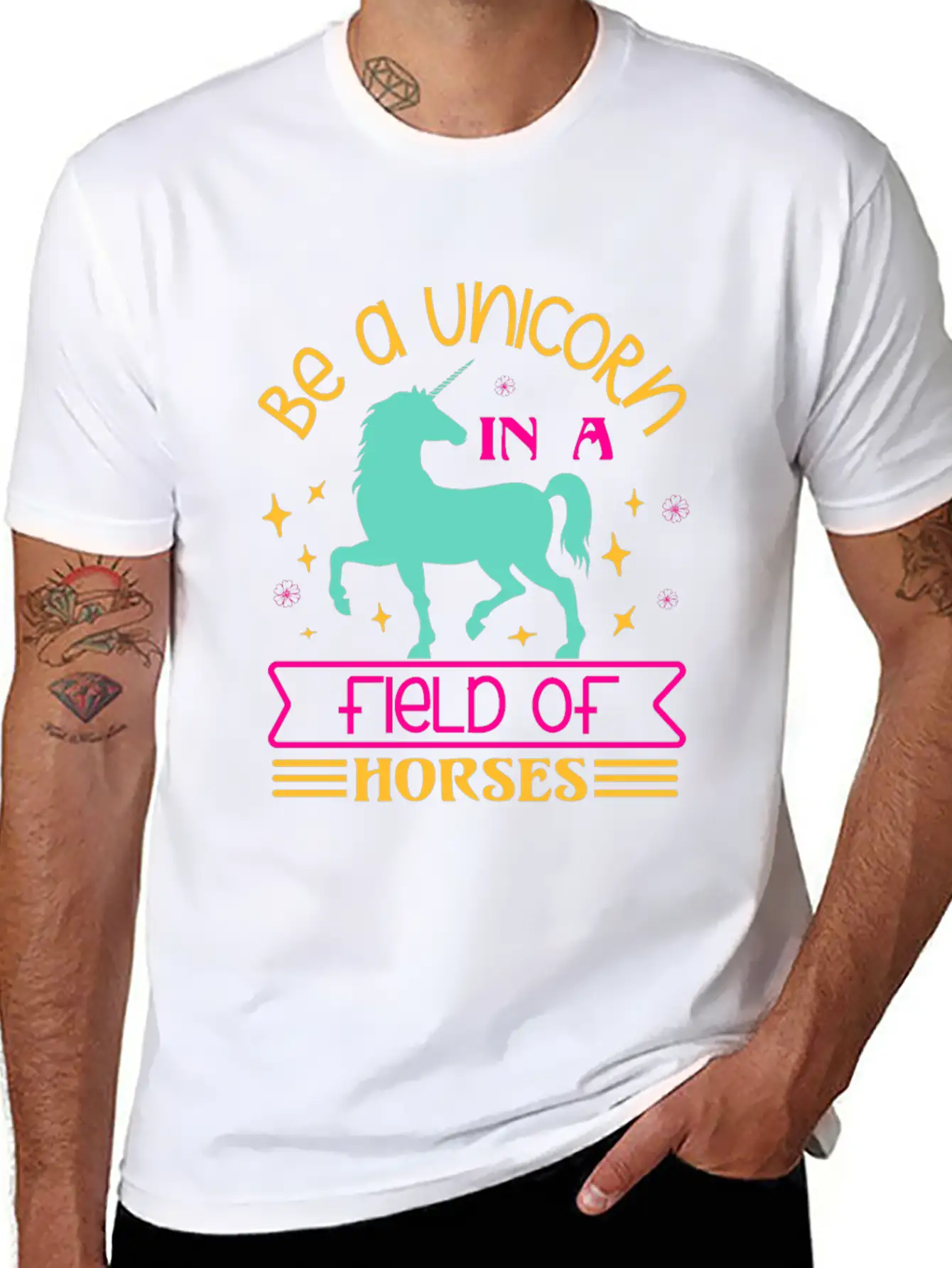 Be A Unicorn Rainbow Unicorn Motivational Lightweight Cotton T-Shirt – Daily Comfort Graphic Shirt
