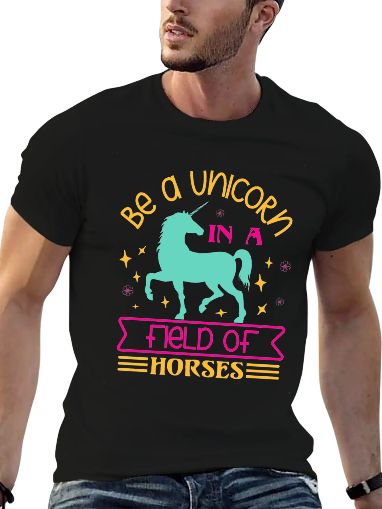 Be A Unicorn Rainbow Unicorn Motivational Lightweight Cotton T-Shirt – Daily Comfort Graphic Shirt