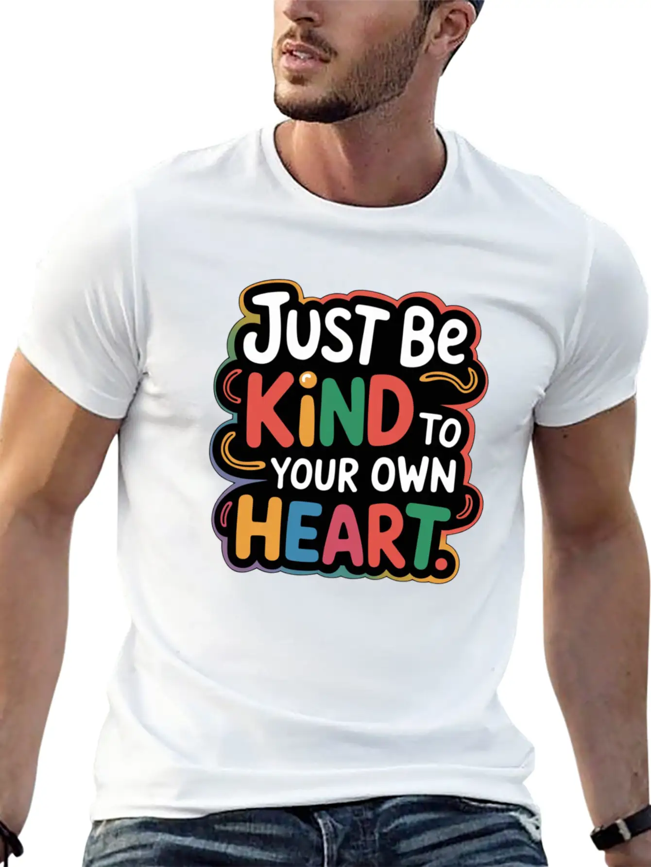Be Kind To Yourself, Inspirational Quote Design Lightweight Cotton T-Shirt – Daily Comfort Graphic Shirt
